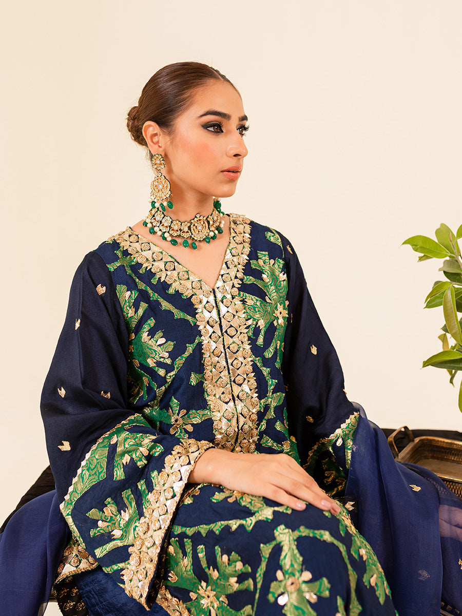 Nauratan | The Jamewar Series - Navy and Emerald