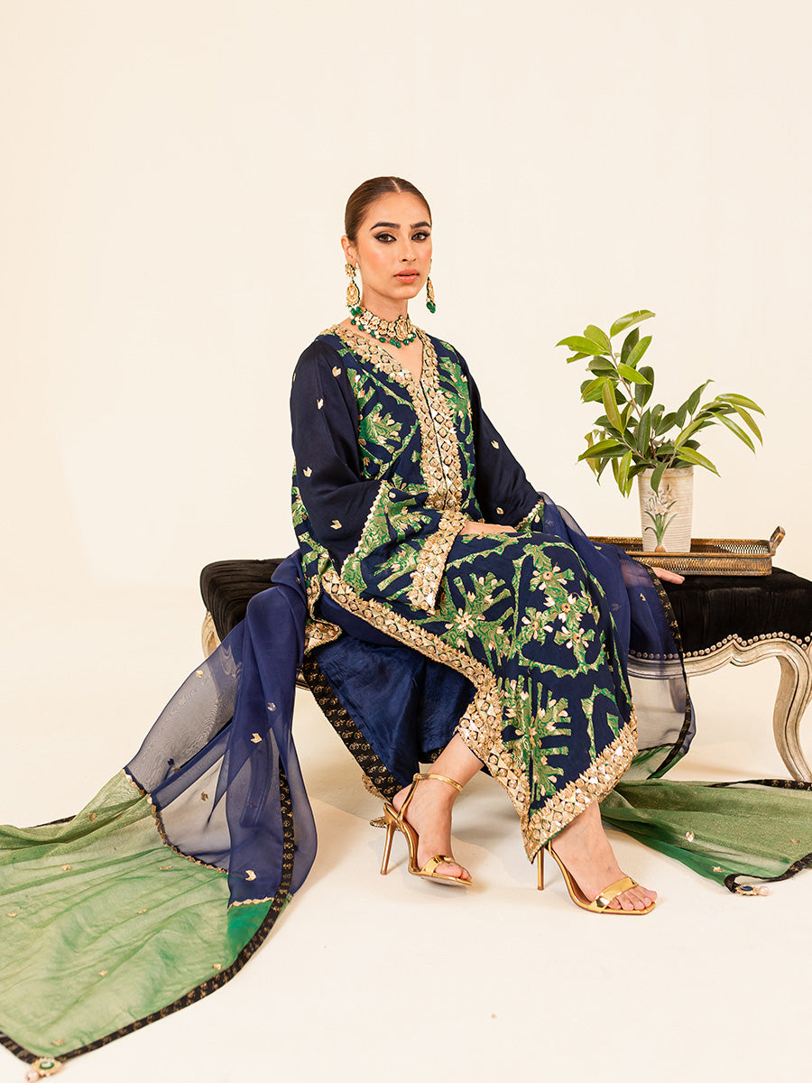 Nauratan | The Jamewar Series - Navy and Emerald