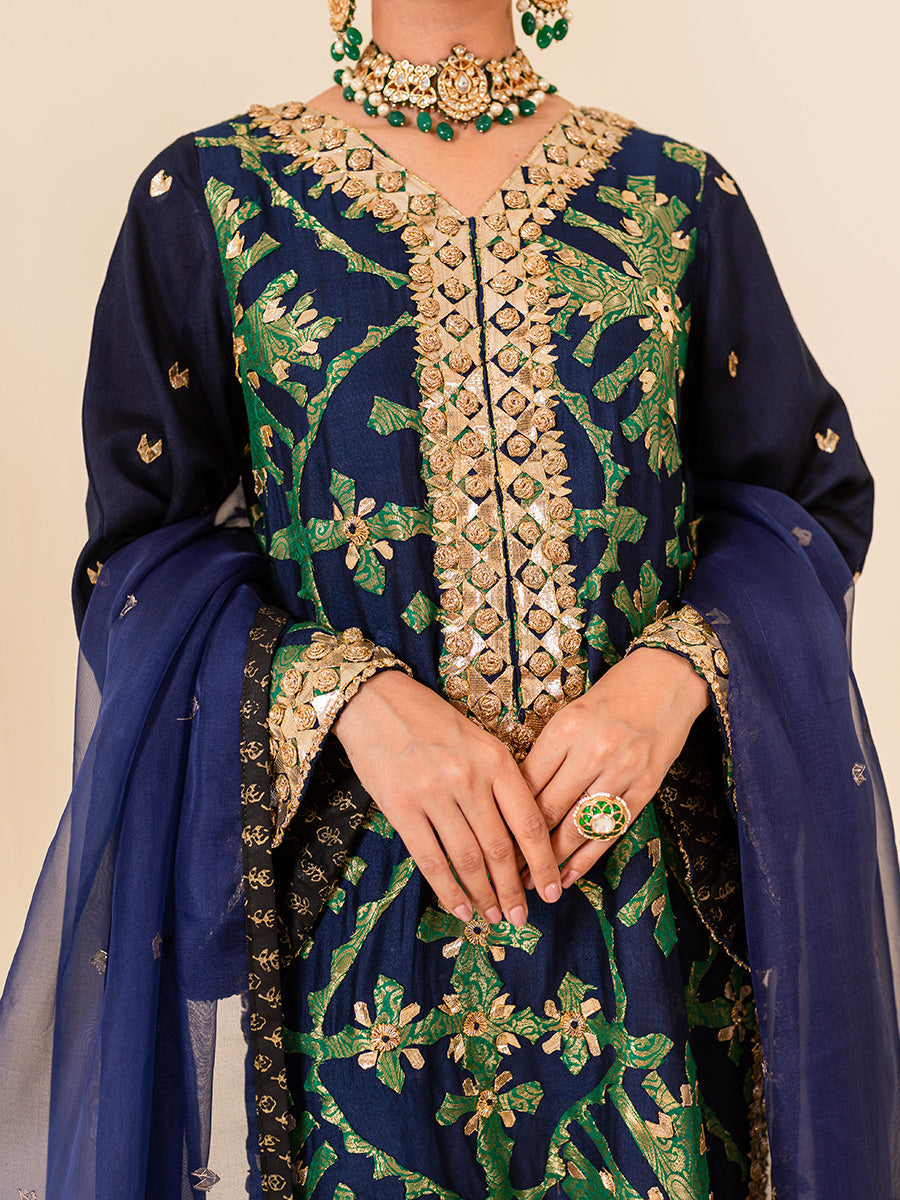 Nauratan | The Jamewar Series - Navy and Emerald