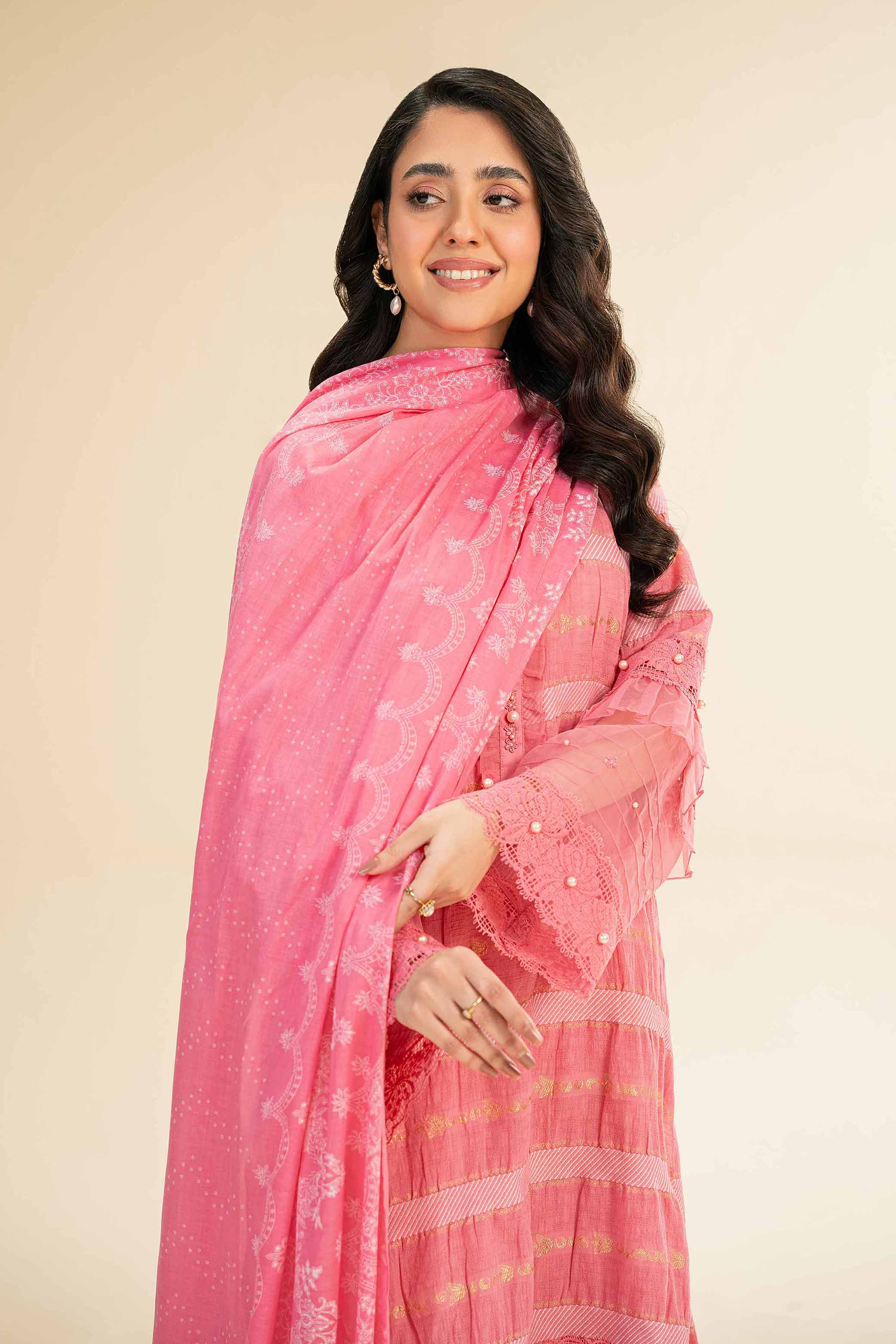 3 Piece - Paste Printed With Jacquard Suit - 42501106