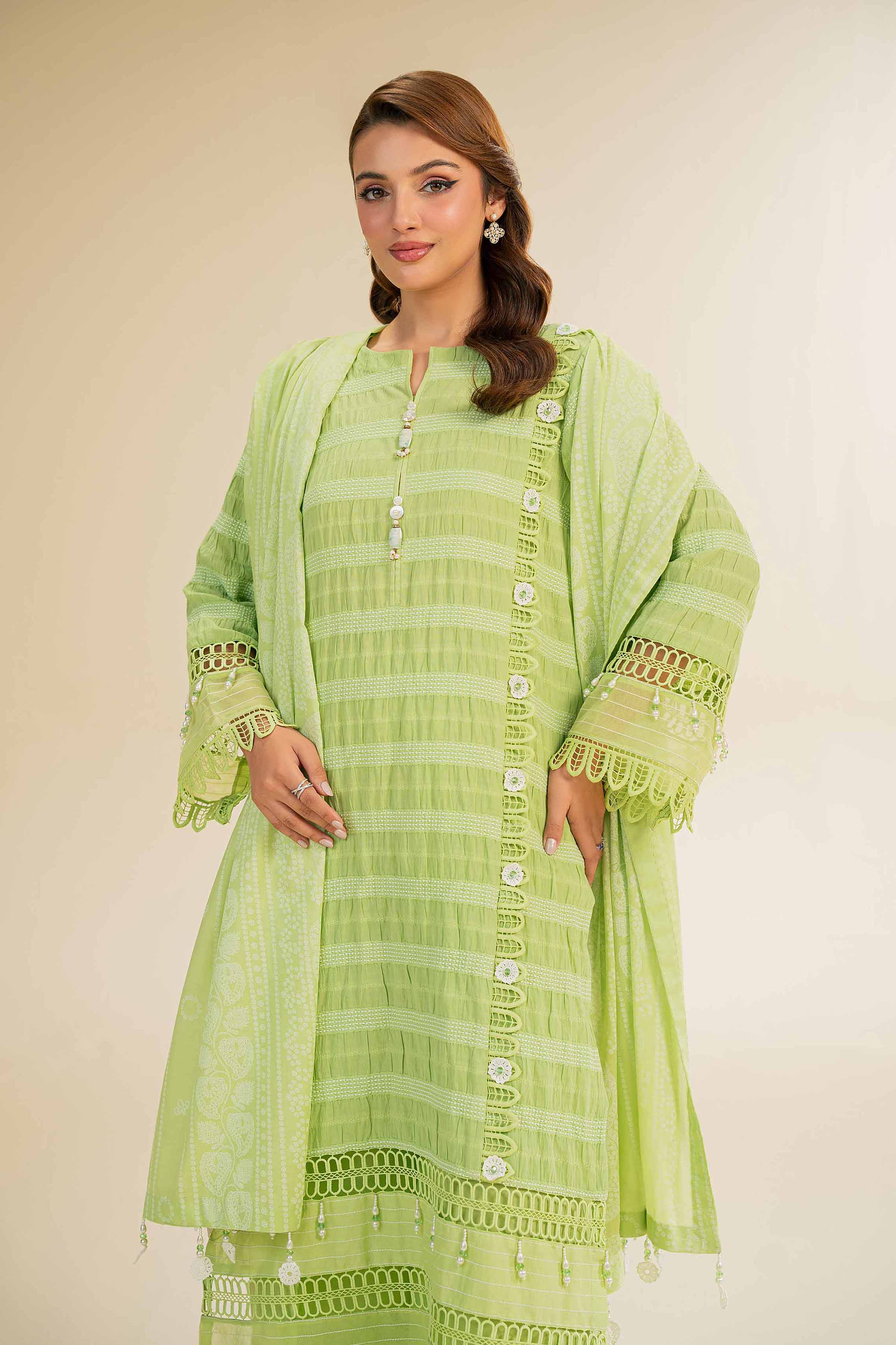 3 Piece - Paste Printed With Jacquard Suit - 42501109