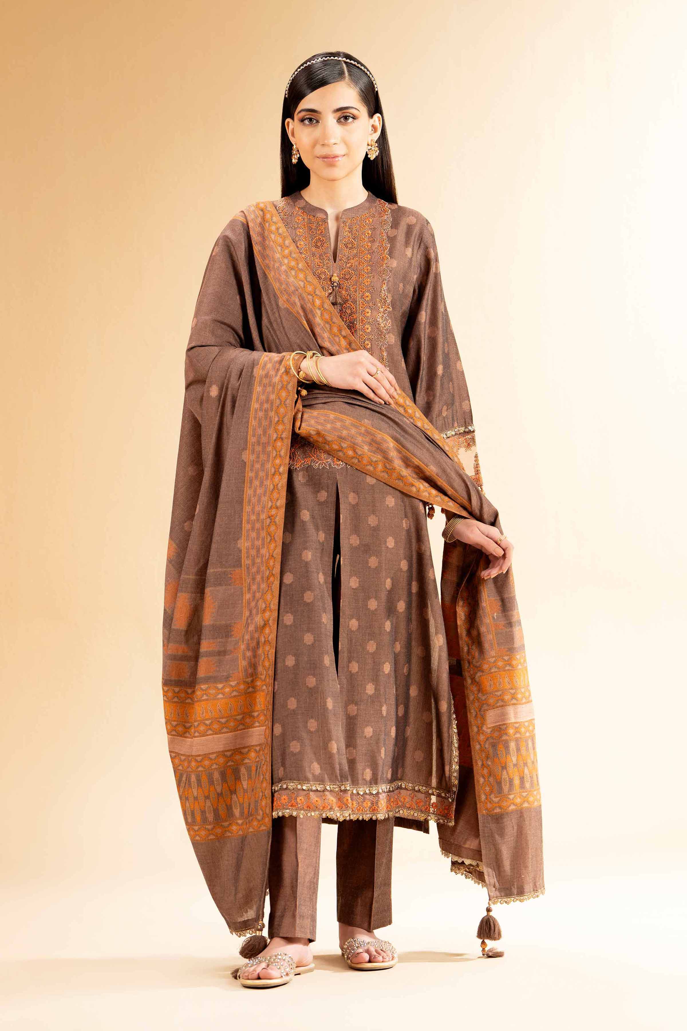 3 Piece - Jacquard Embroidered Suit - 42501396