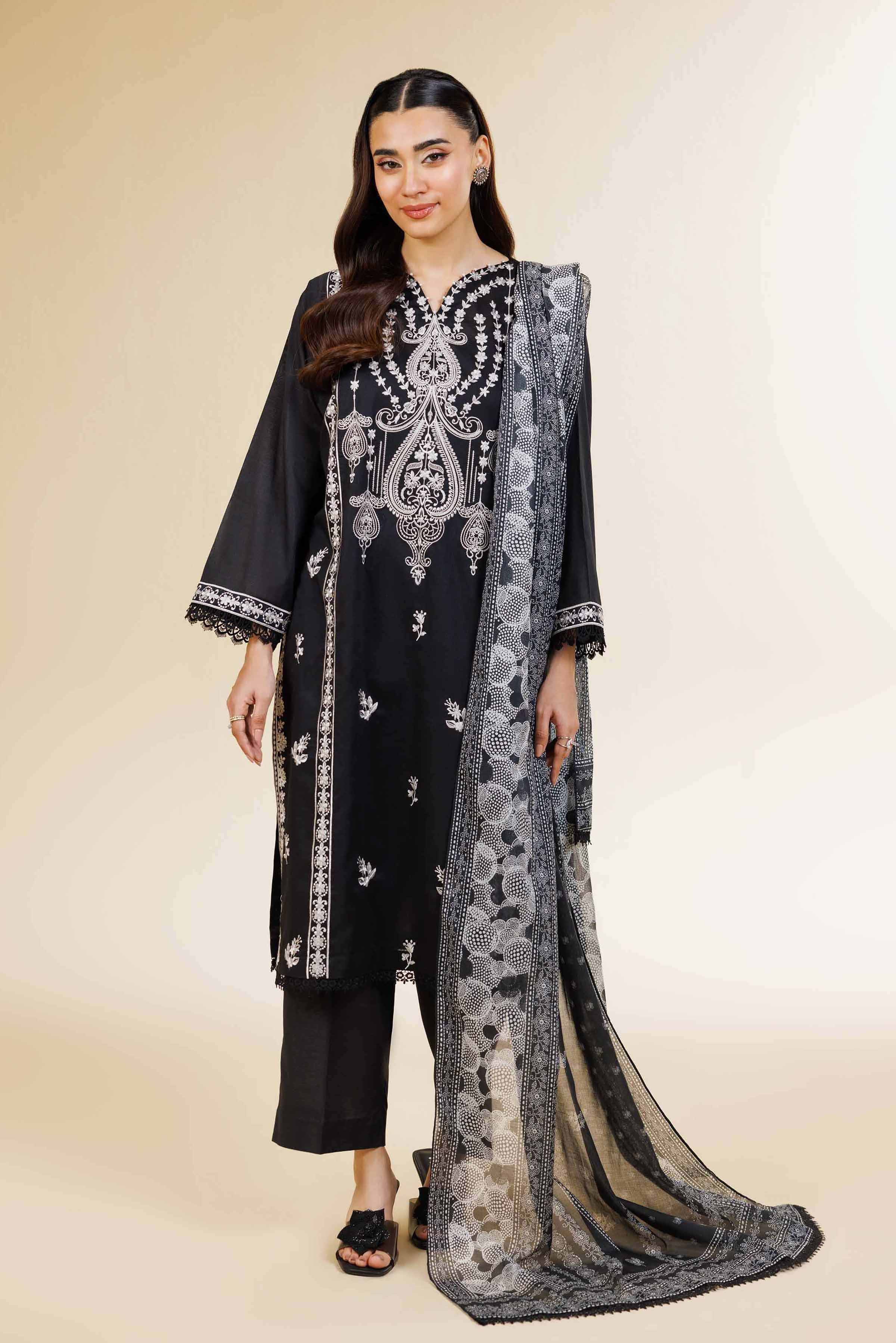 3 Piece - Digital Printed Embroidered Suit - 42501585