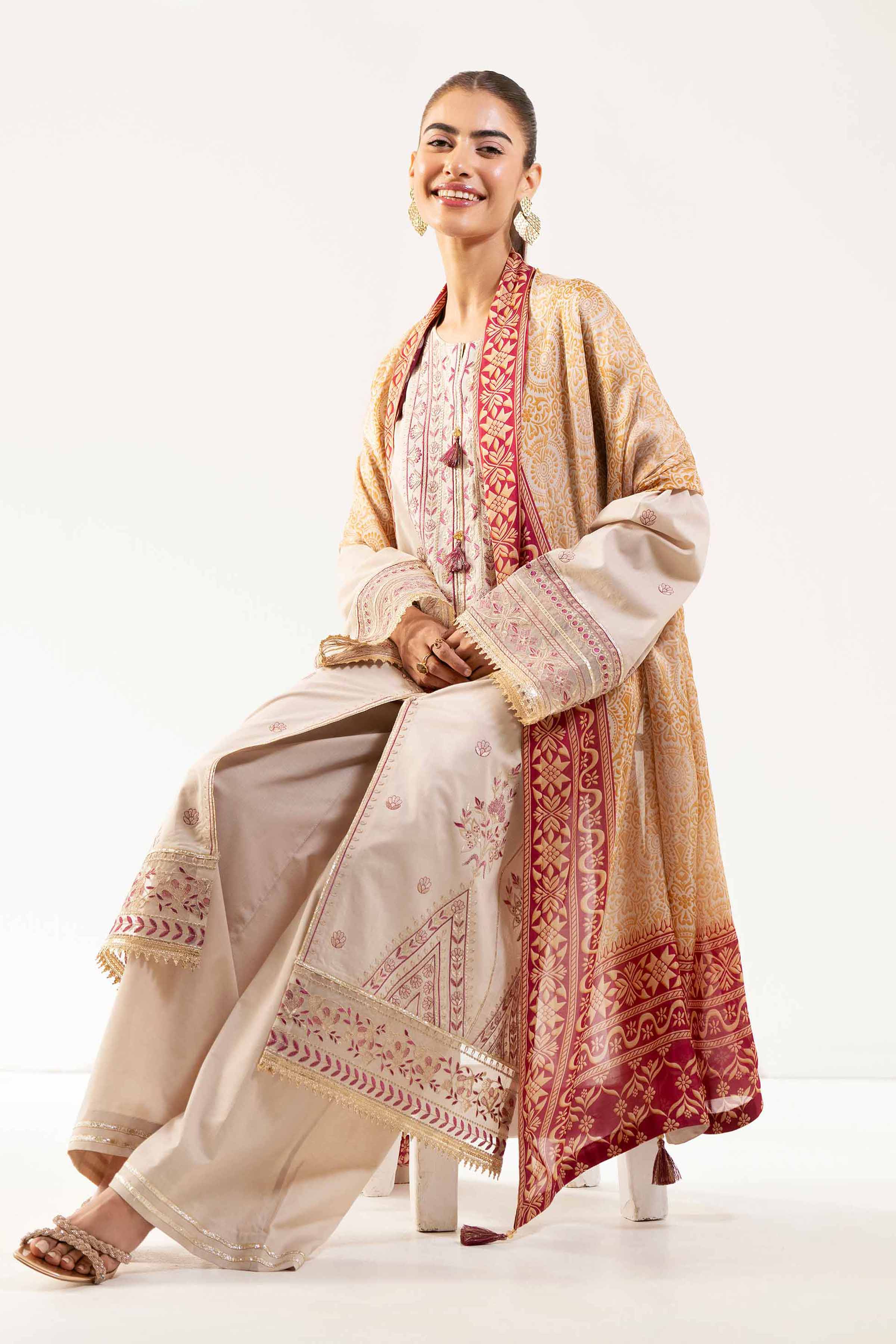 3 Piece - Digital Printed Embroidered Suit - 42501710