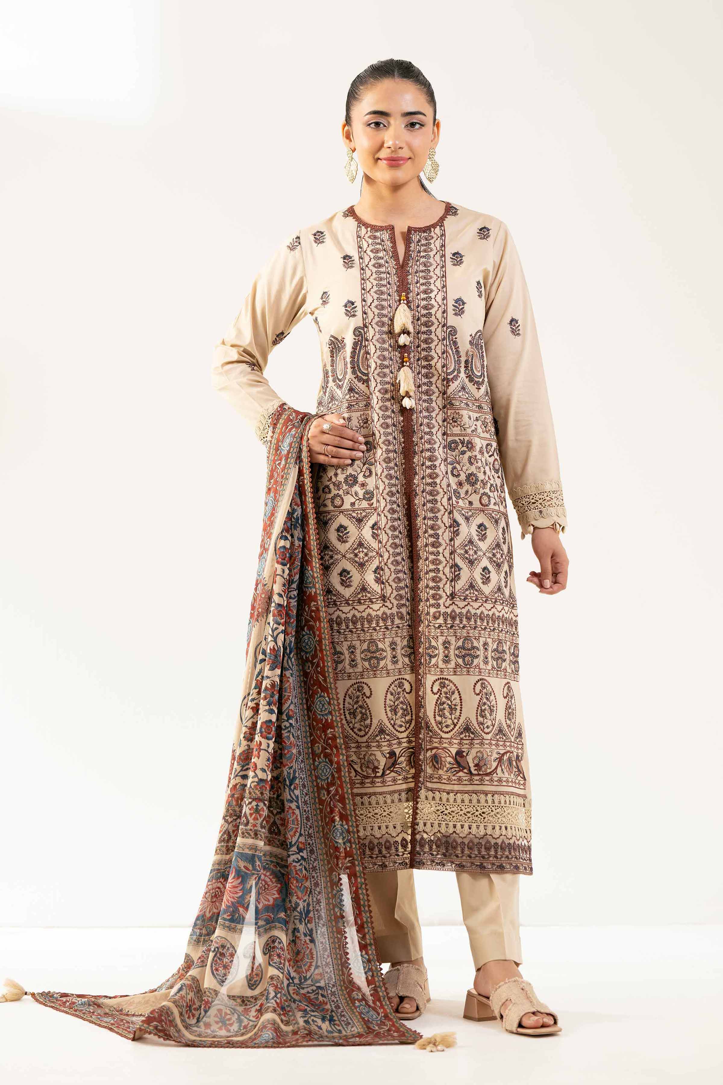 3 Piece - Digital Printed Embroidered Suit - 42501830
