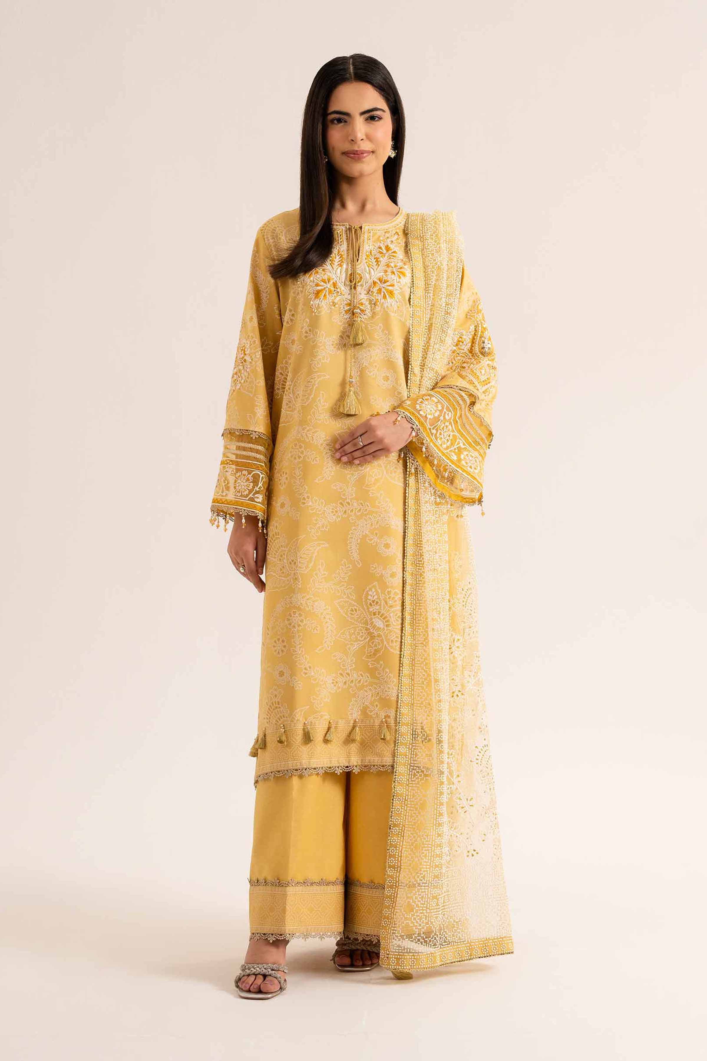 3 Piece - Paste Printed Embroidered Suit - 42501850
