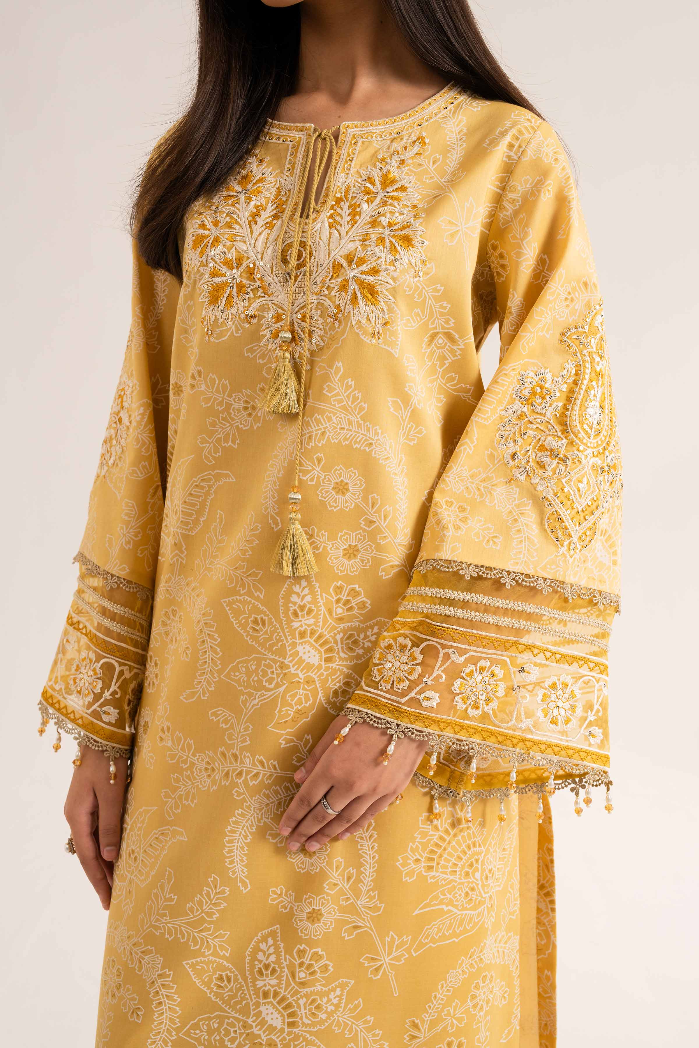 3 Piece - Paste Printed Embroidered Suit - 42501850