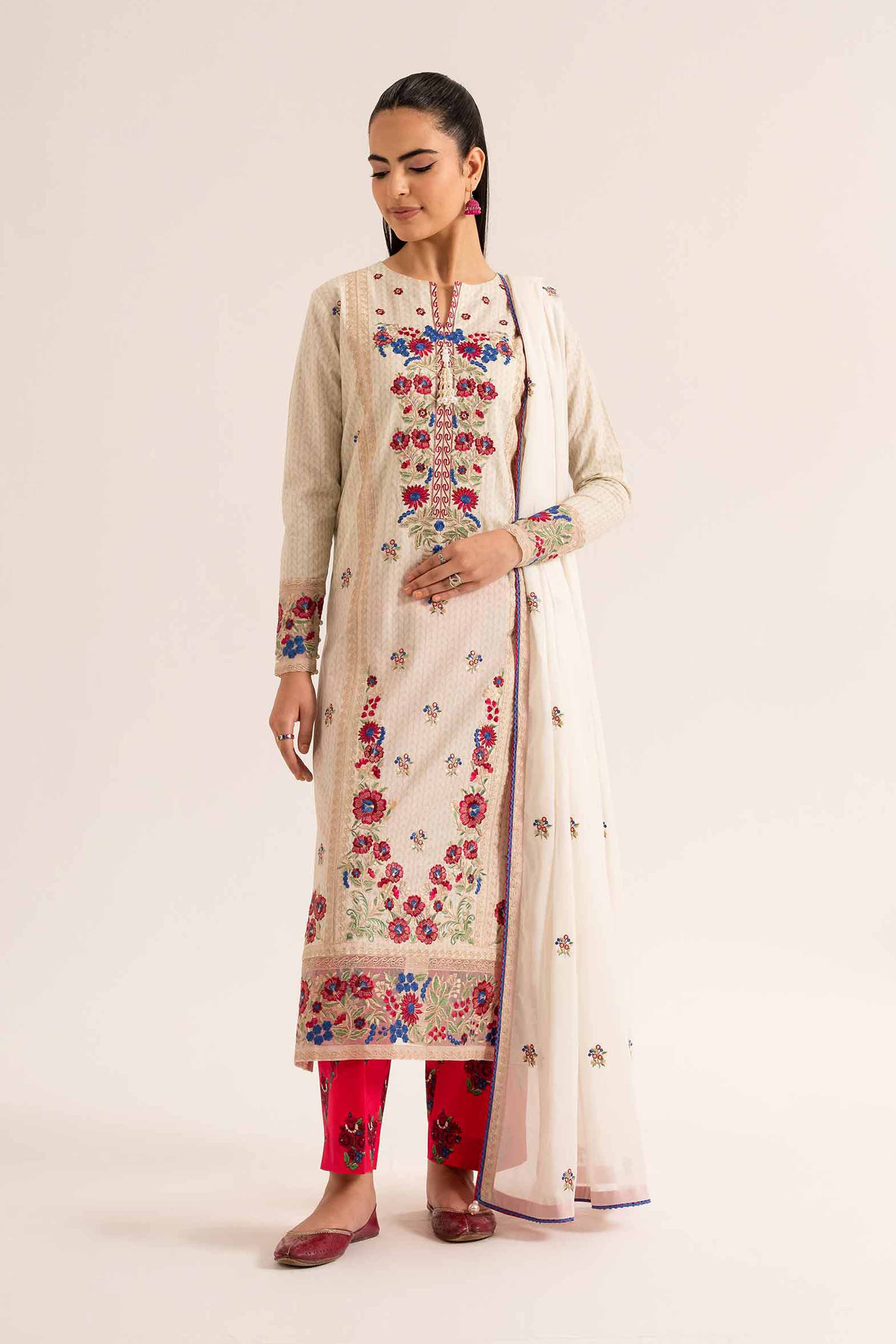 3 Piece - Printed Embroidered Suit - 42501877