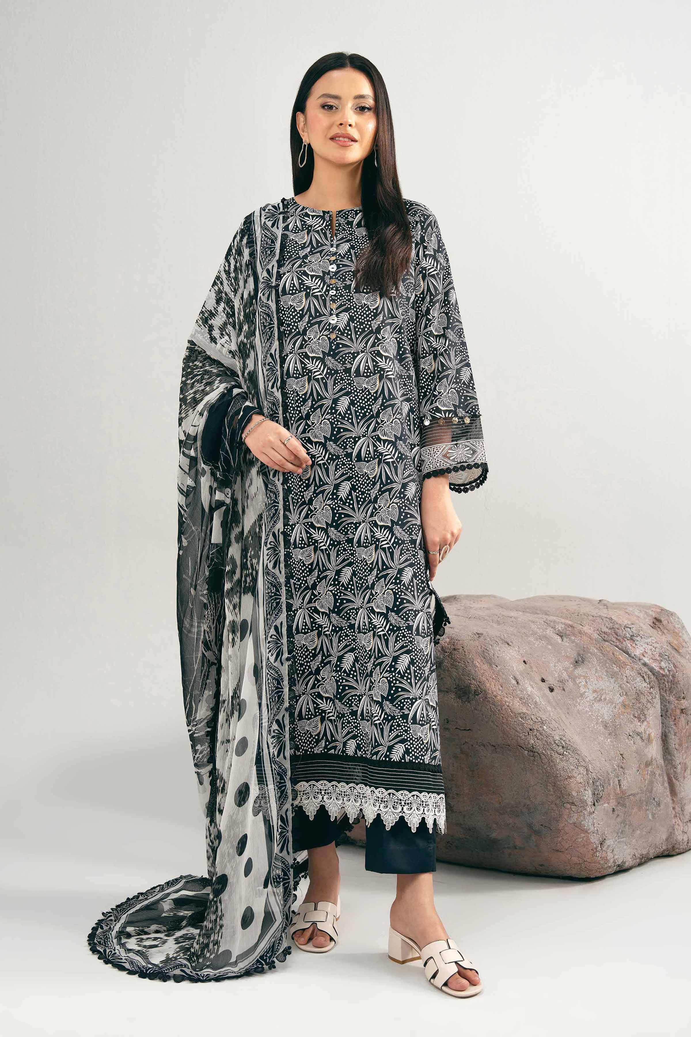3 Piece - Printed Embroidered Suit - 42502032