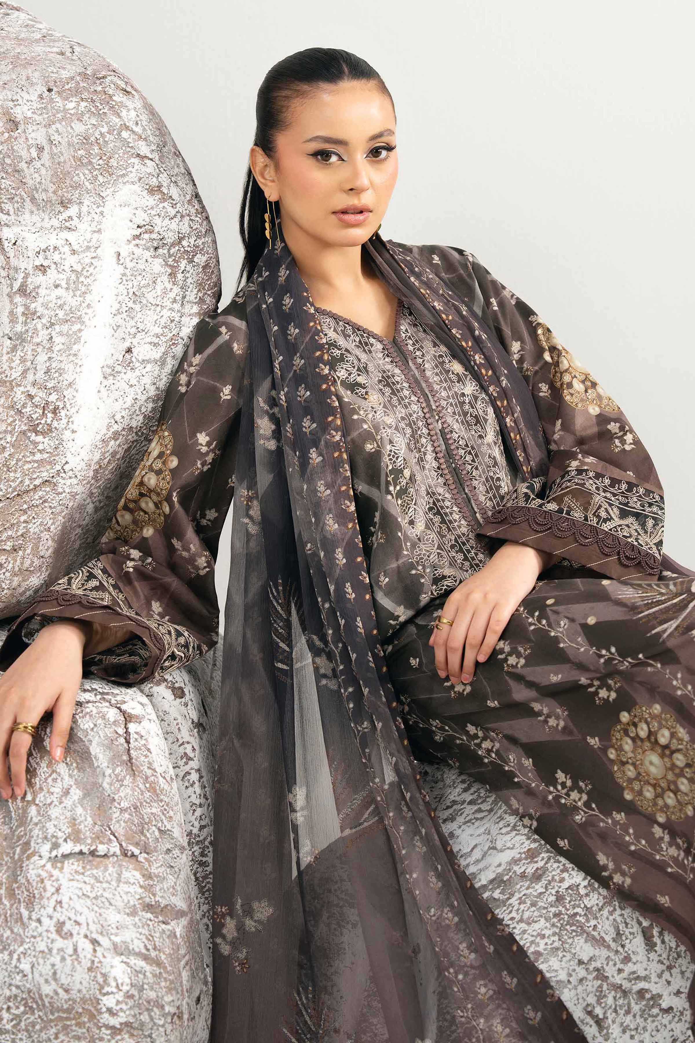 3 Piece - Digital Printed Embroidered Suit - 42502038