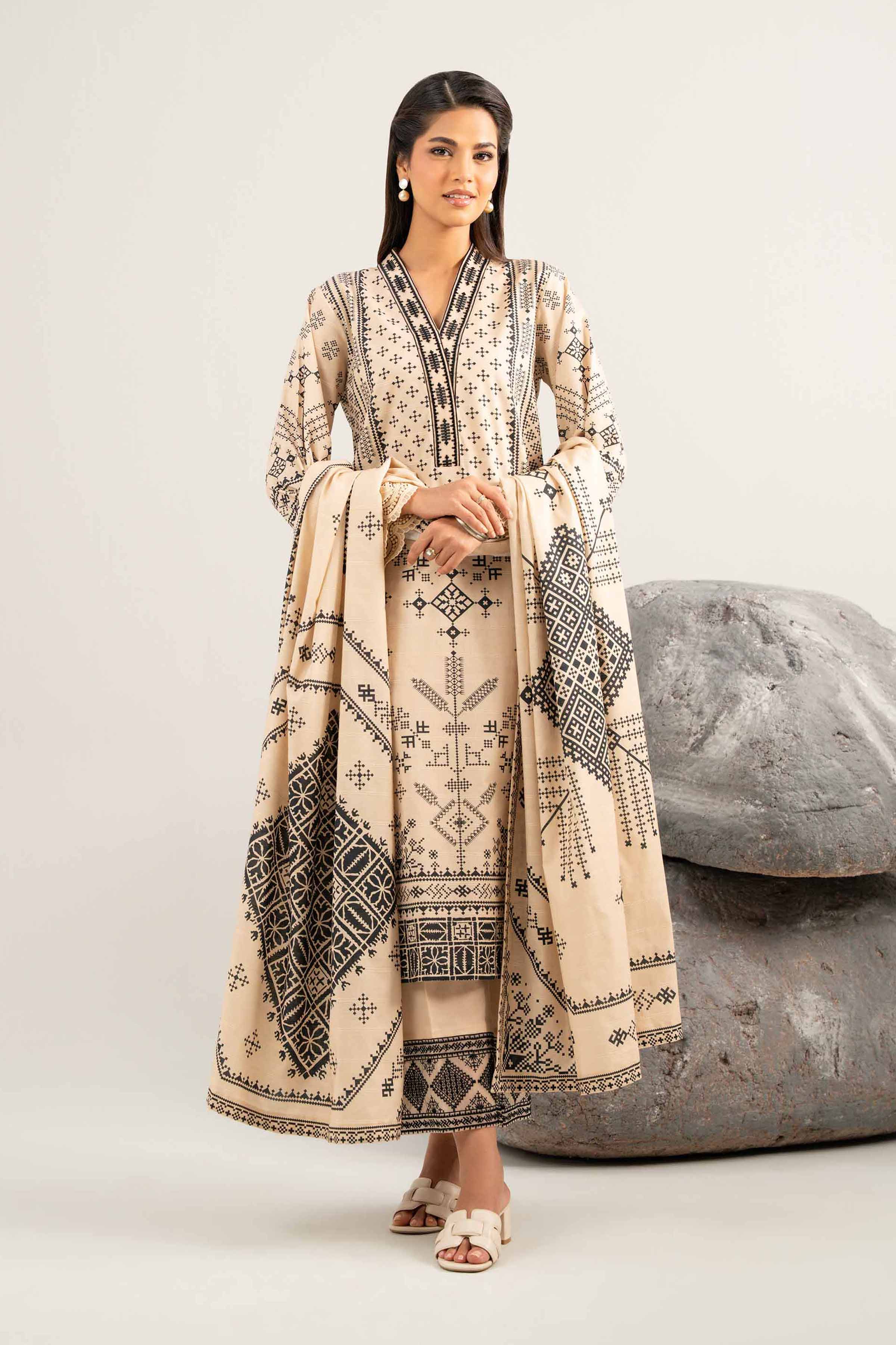 3 Piece - Digital Printed Embroidered Suit - 42502049