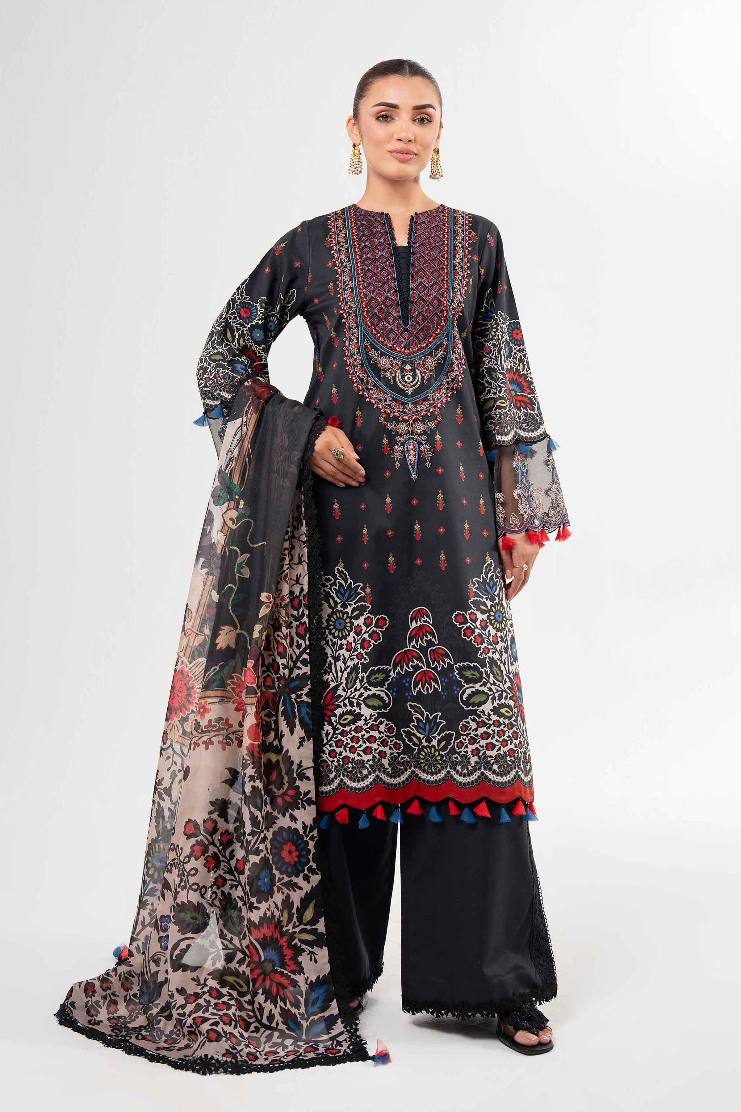 3 Piece - Digital Printed Embroidered Suit - 42502135