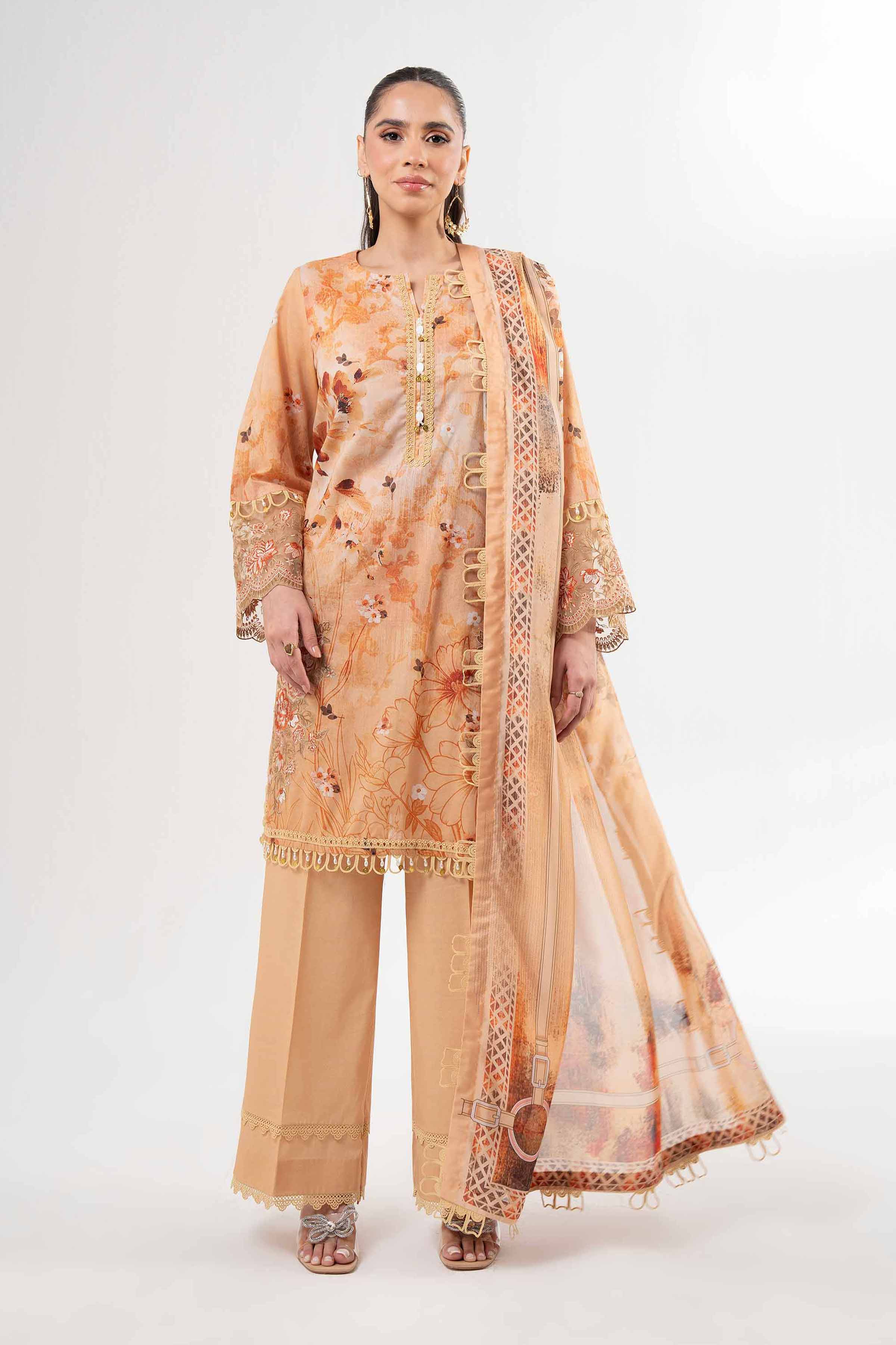 3 Piece - Digital Printed Embroidered Suit - 42502140