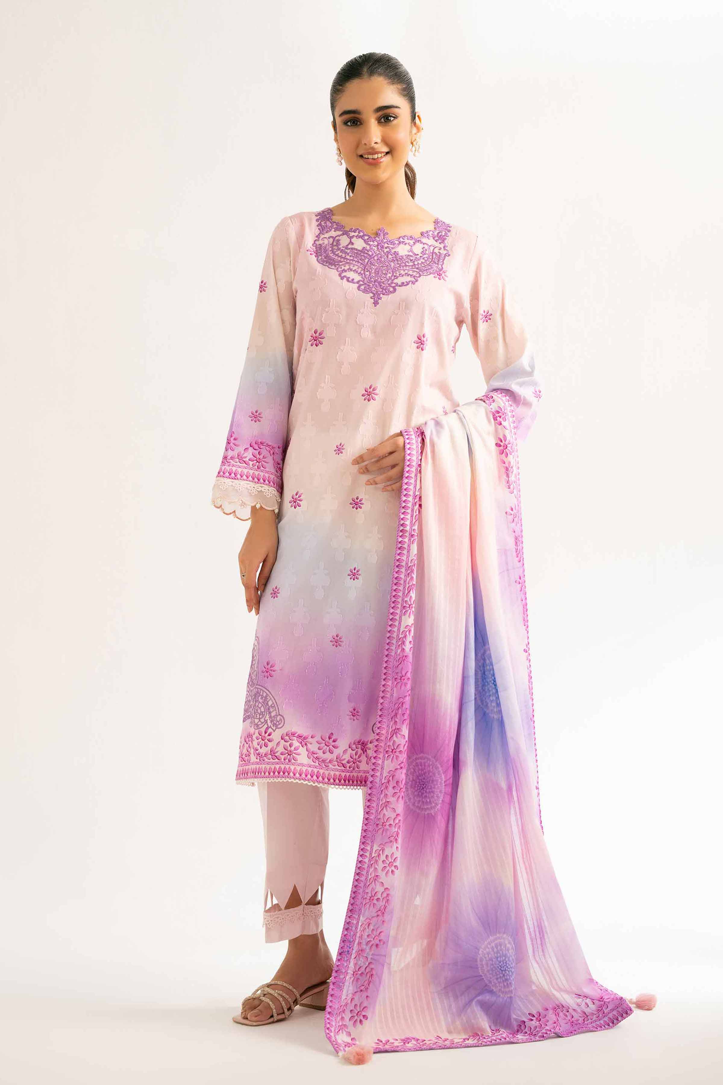 3 Piece - Digital Printed Embroidered Suit - 42502208