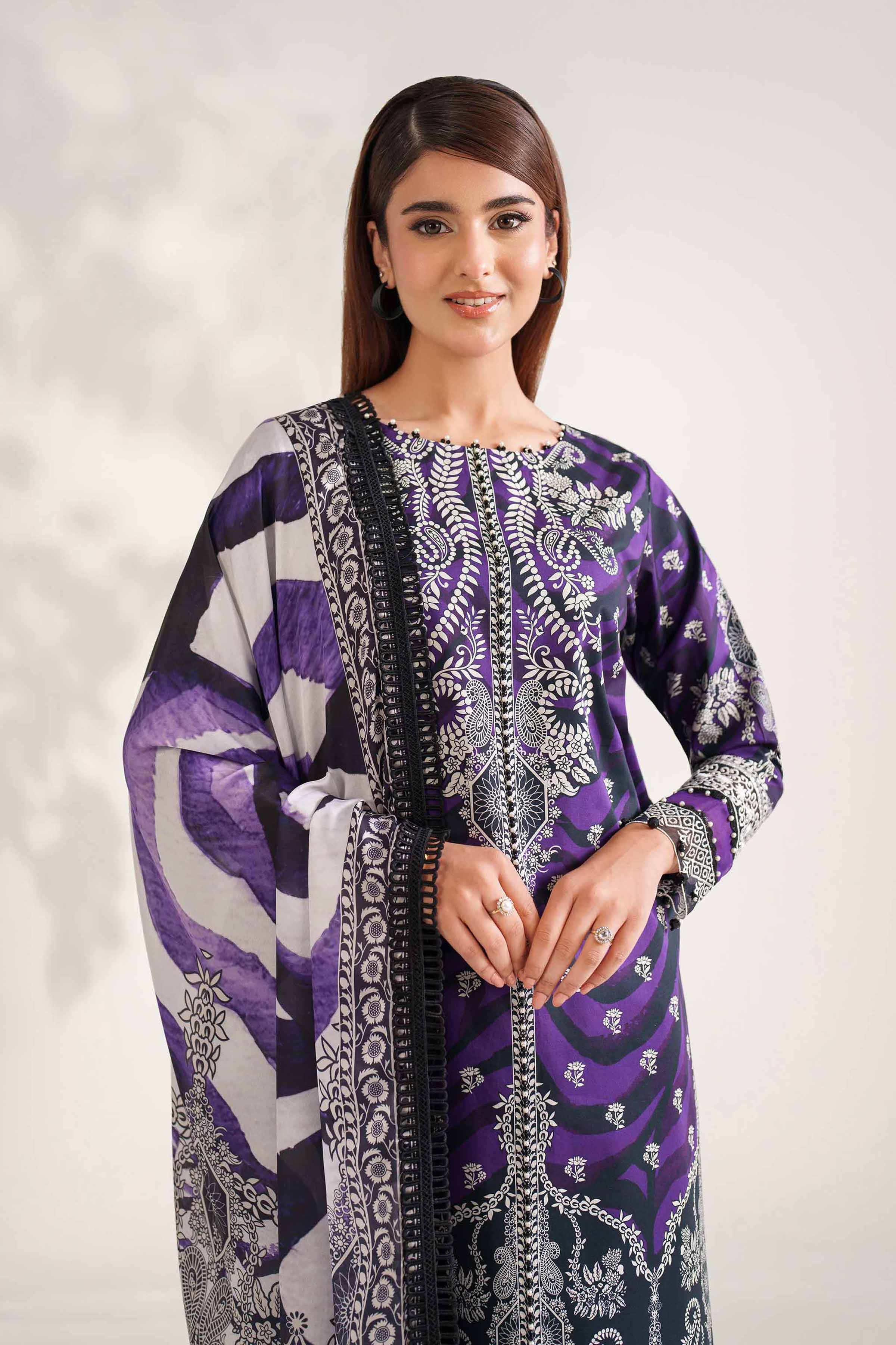 3 Piece - Digital Printed Embroidered Suit - 42502223