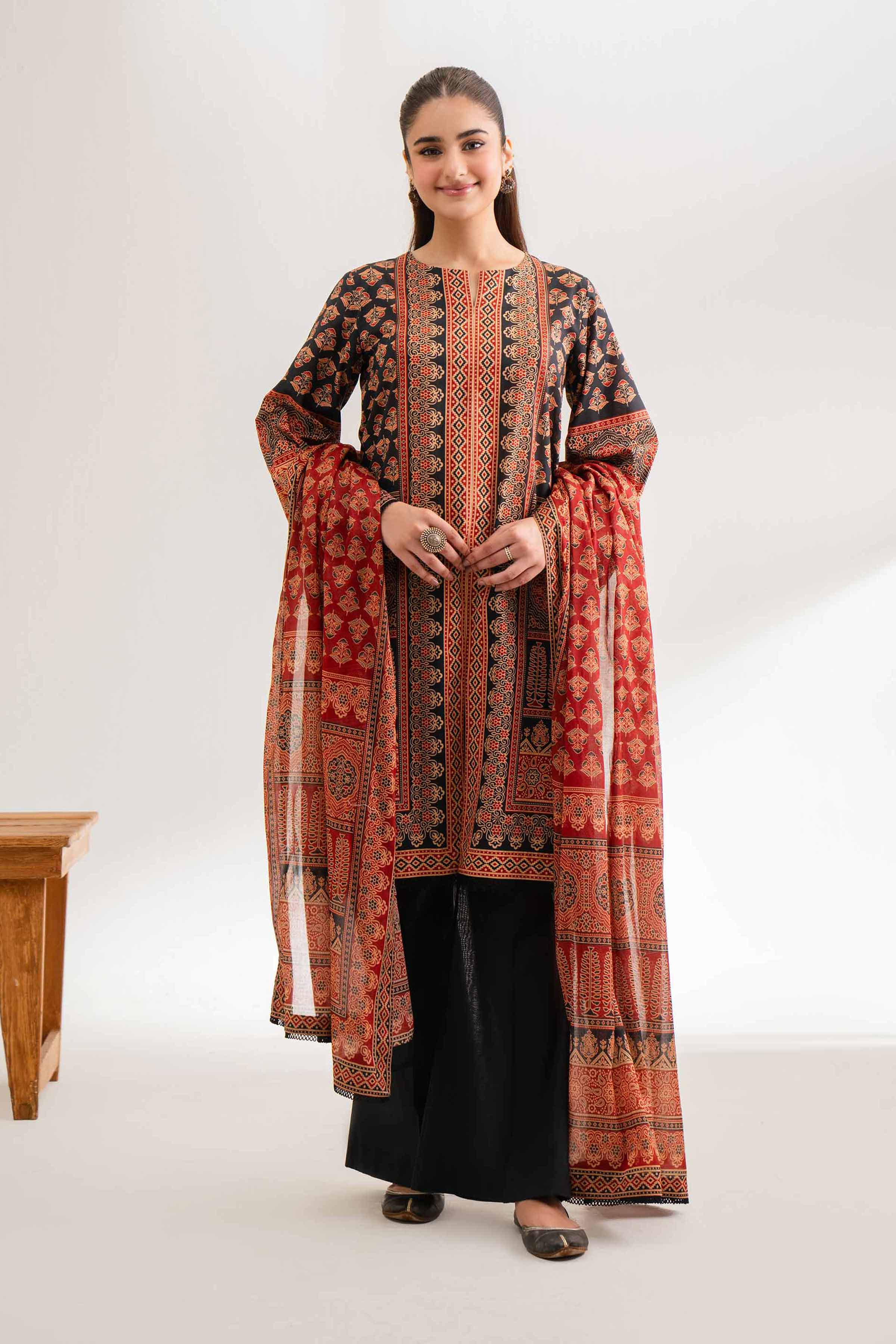3 Piece - Digital Printed Embroidered Suit - 42502226