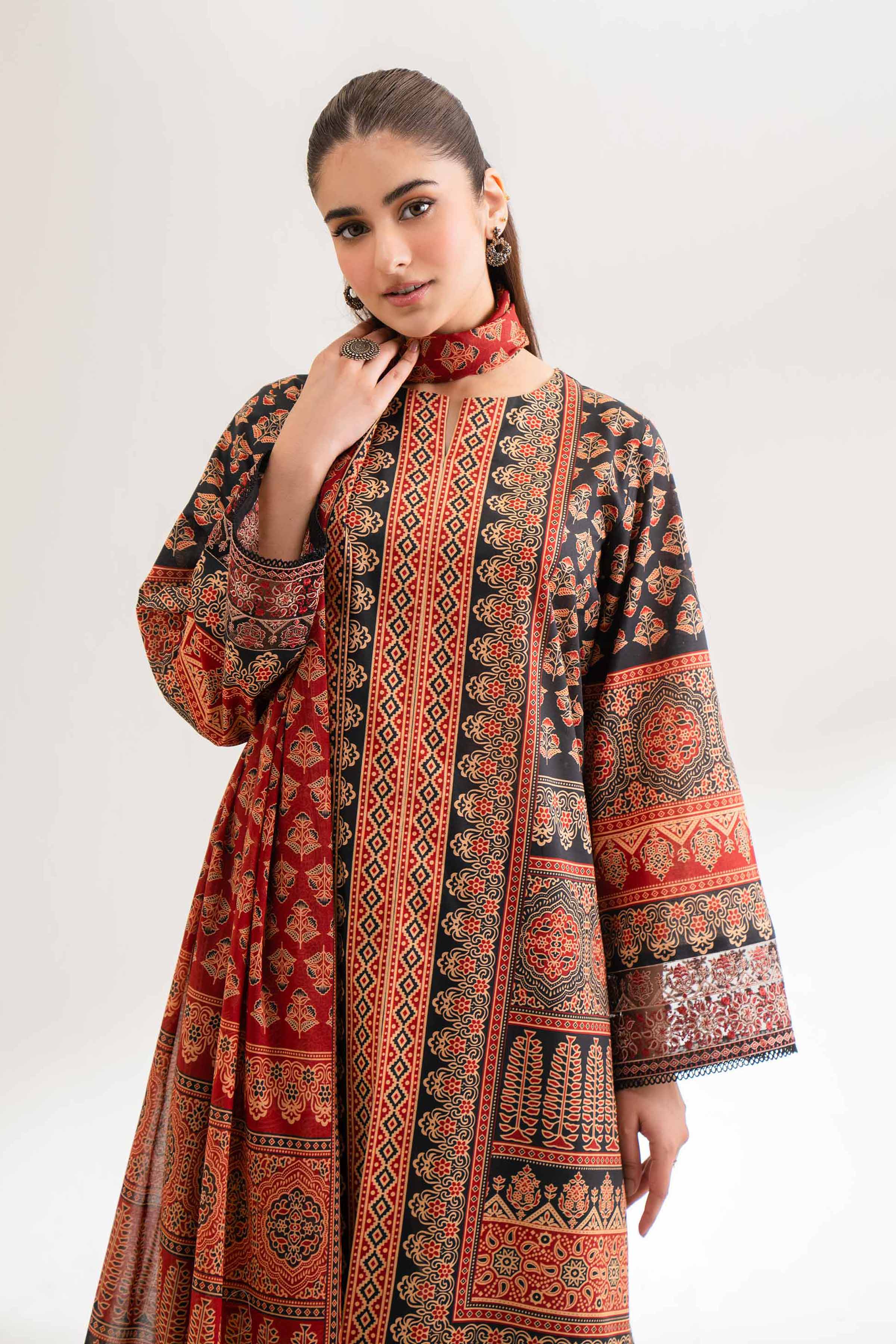 3 Piece - Digital Printed Embroidered Suit - 42502226
