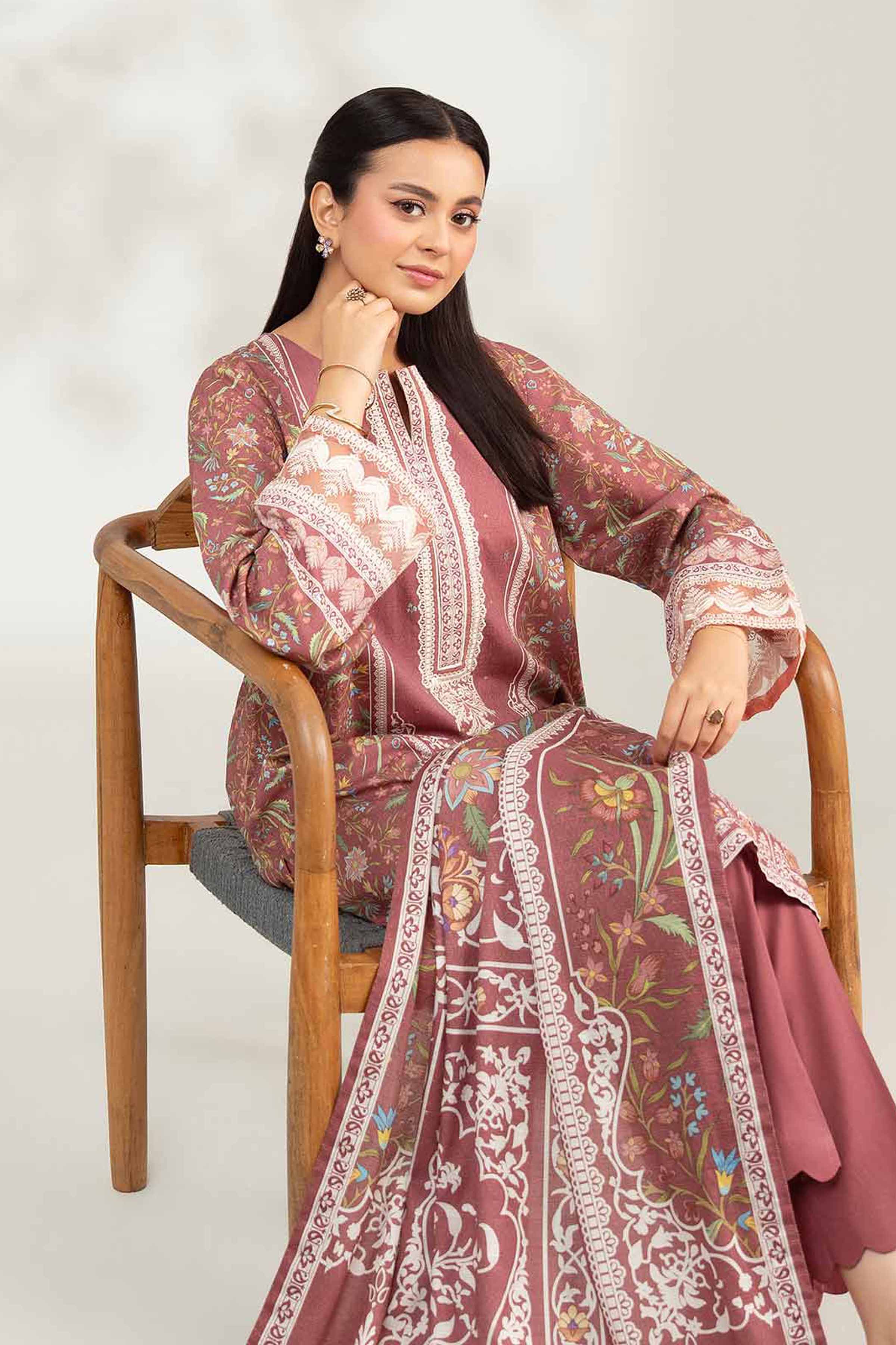 3 Piece - Digital Printed Embroidered Suit - 42502645
