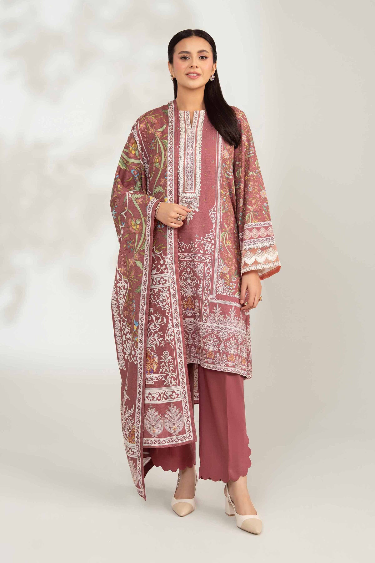 3 Piece - Digital Printed Embroidered Suit - 42502645