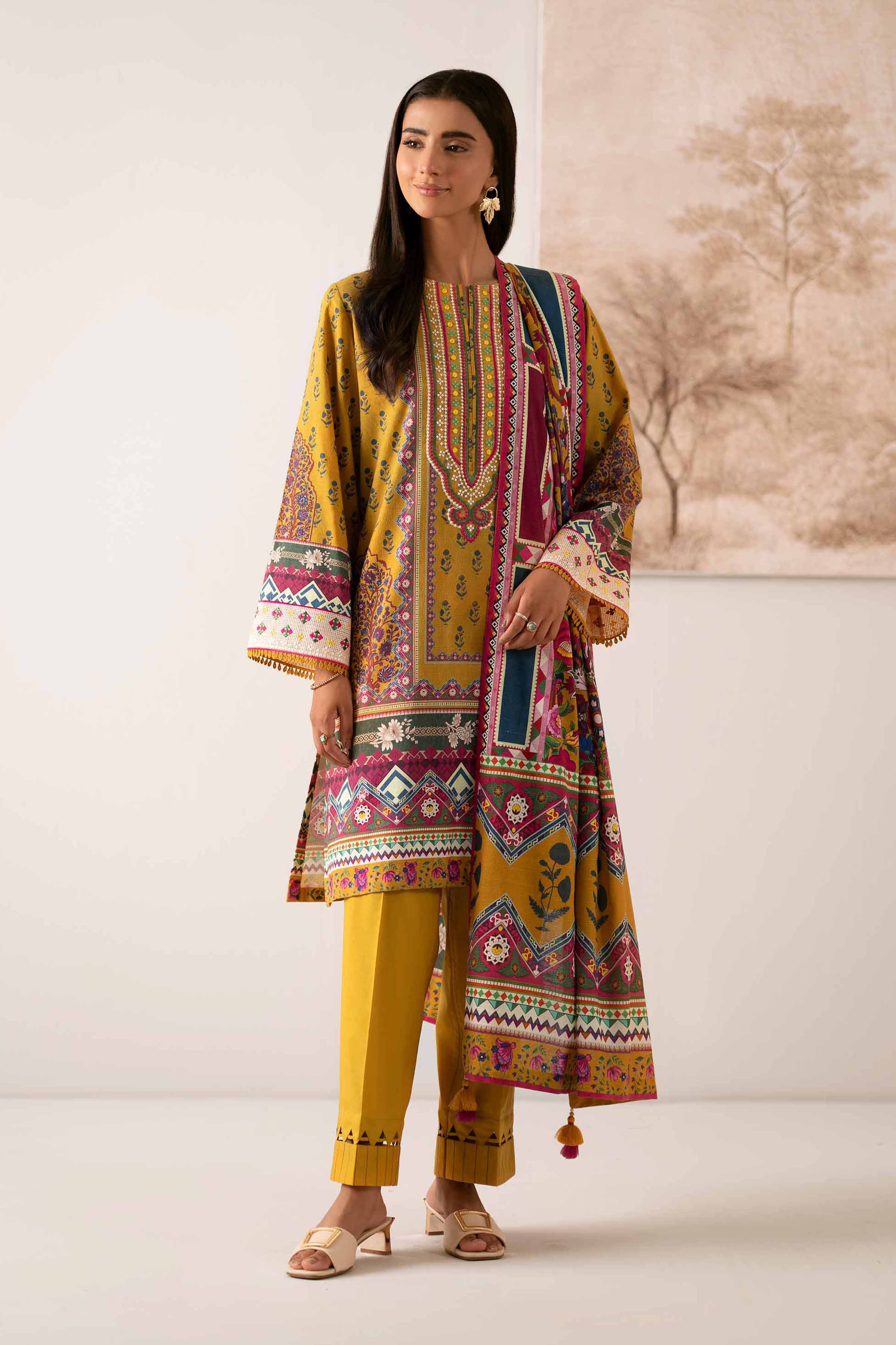 3 Piece - Digital Printed Embroidered Suit - 42502646