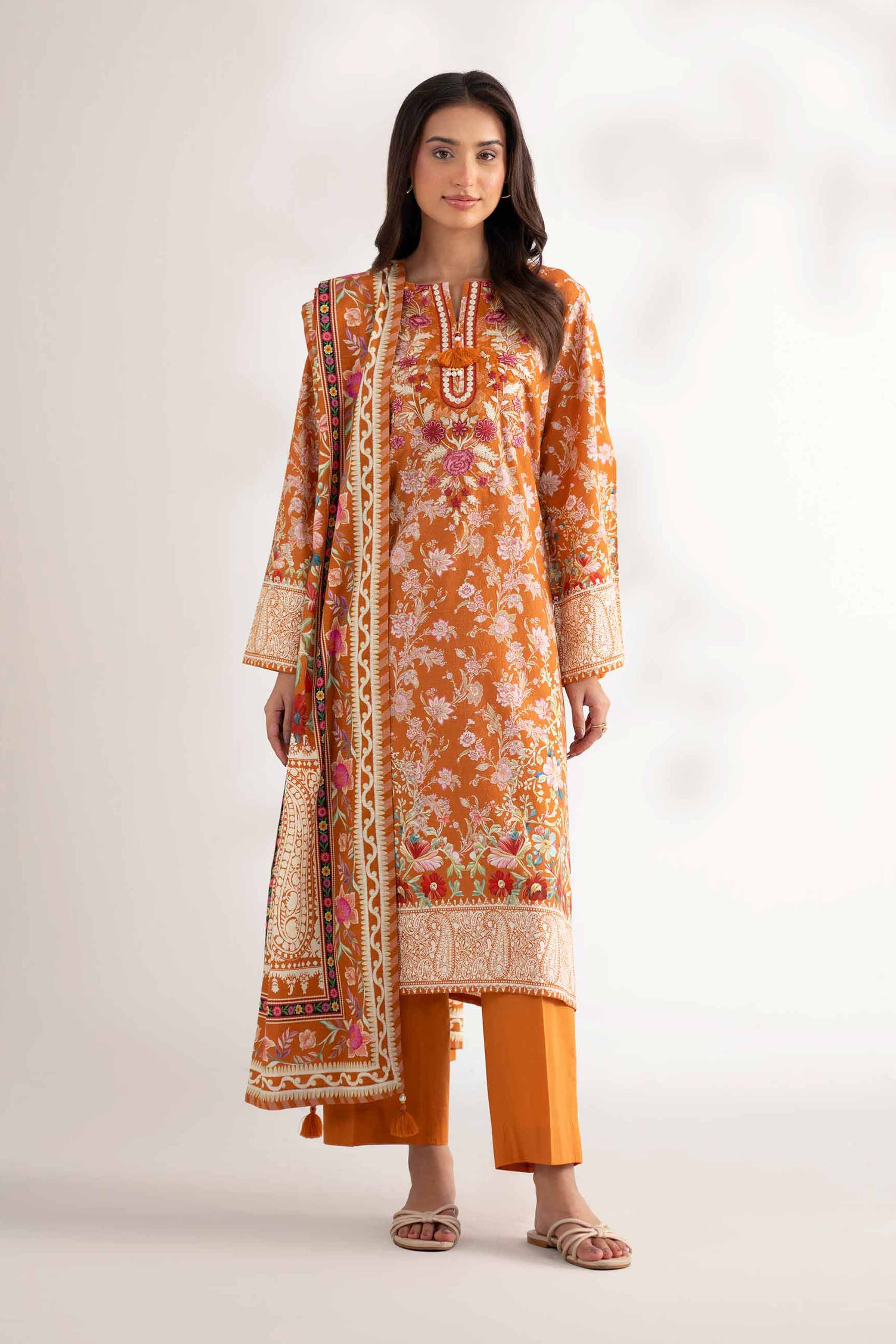 3 Piece - Digital Printed Embroidered Suit - 42502647