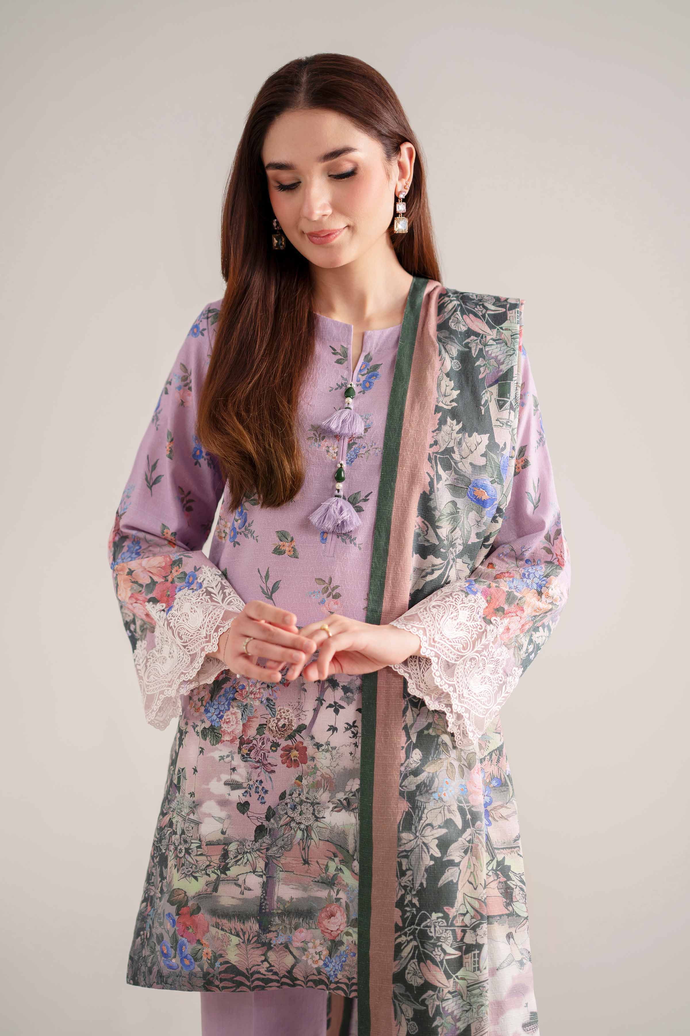 3 Piece - Digital Printed Embroidered Suit - 42502651