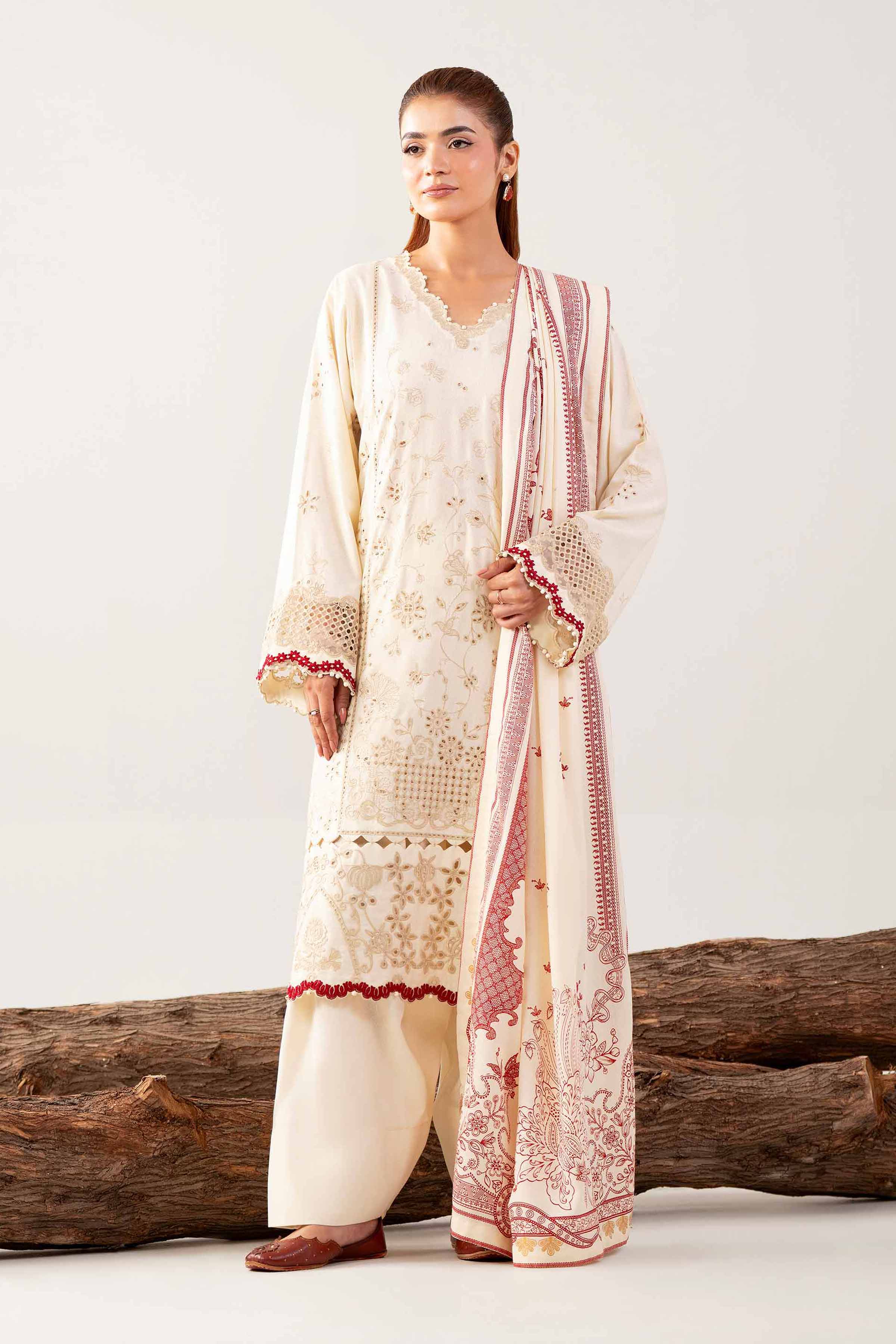 3 Piece - Printed Embroidered Suit - 42502746