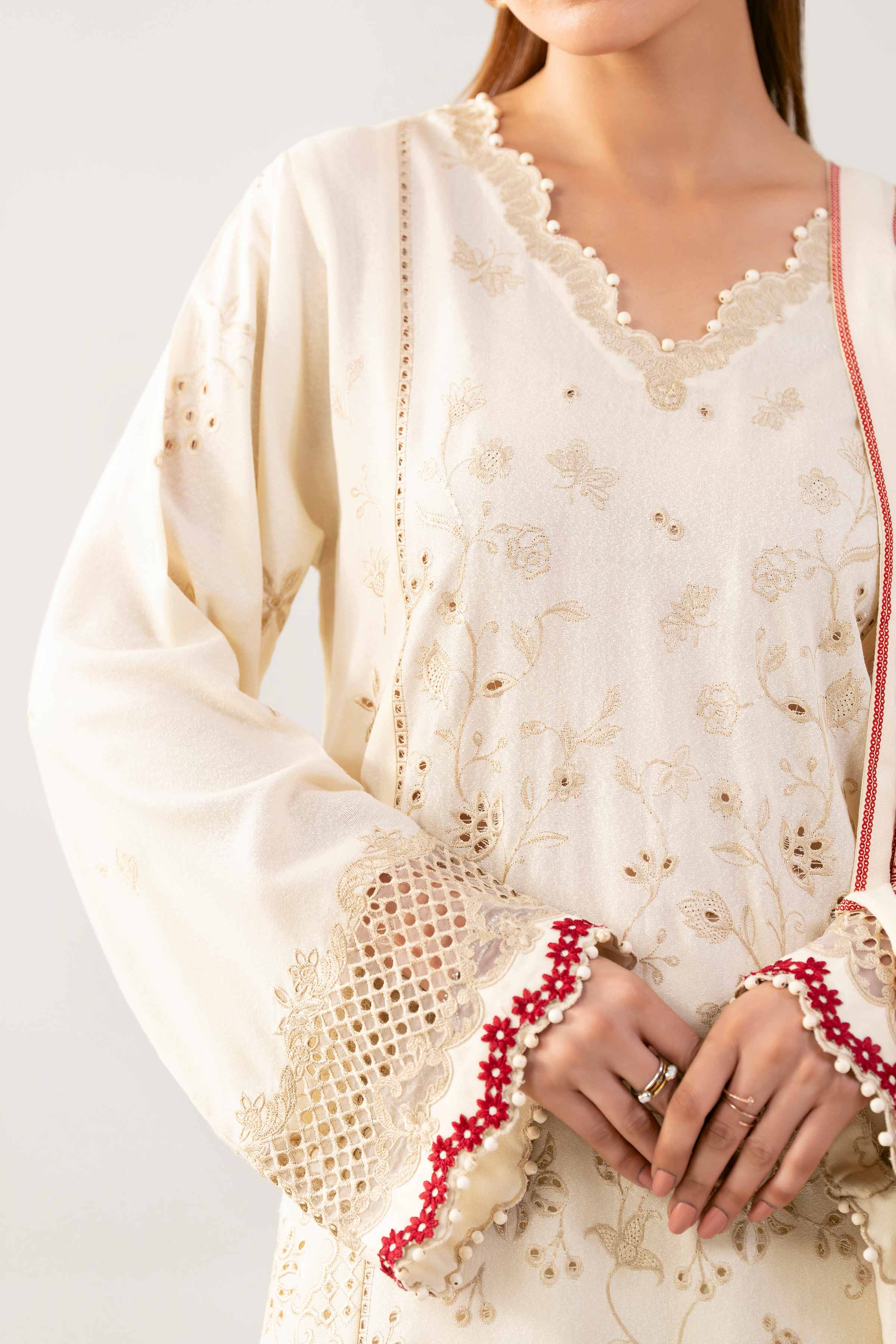 3 Piece - Printed Embroidered Suit - 42502746