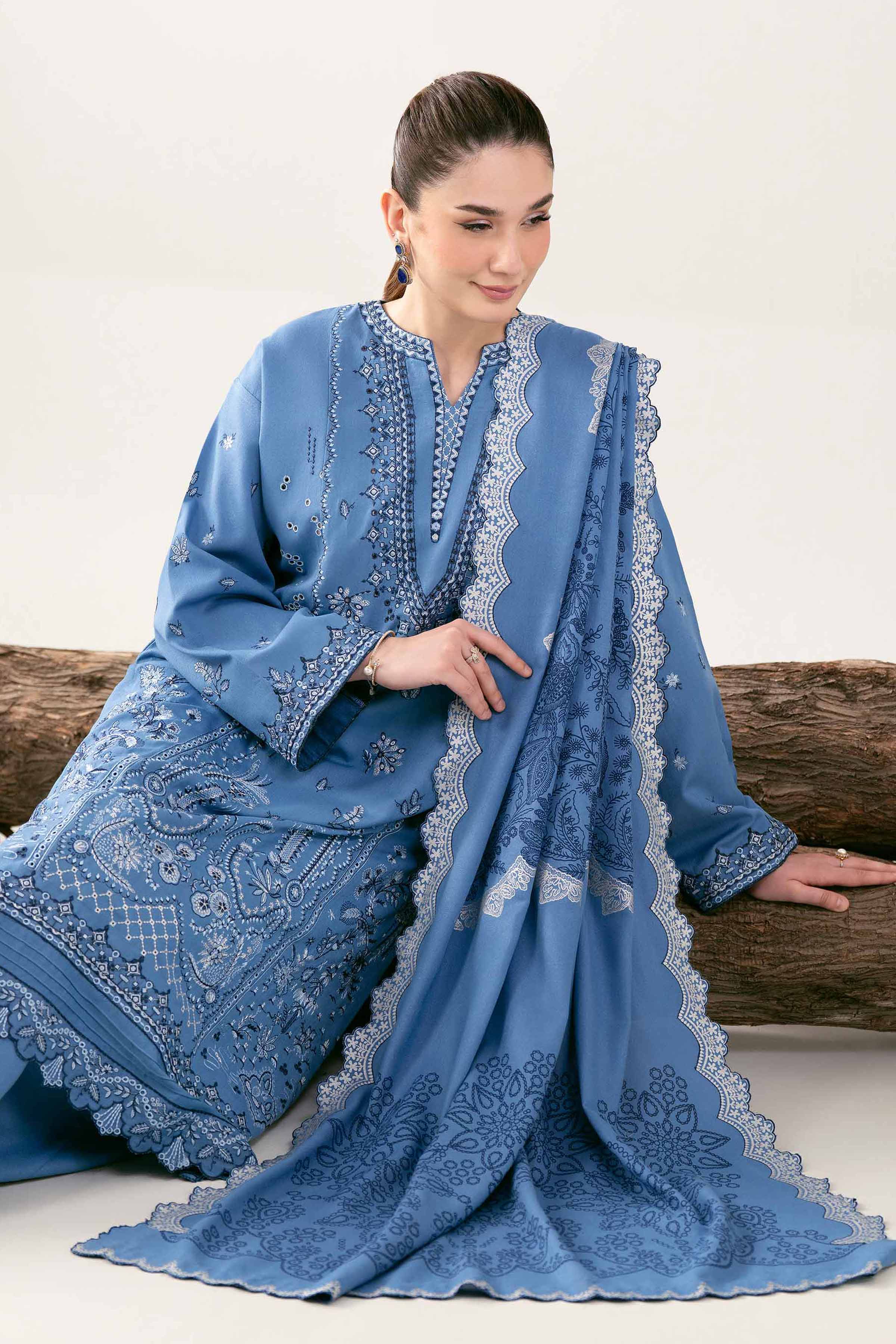 3 Piece - Printed Embroidered Suit - 42502747