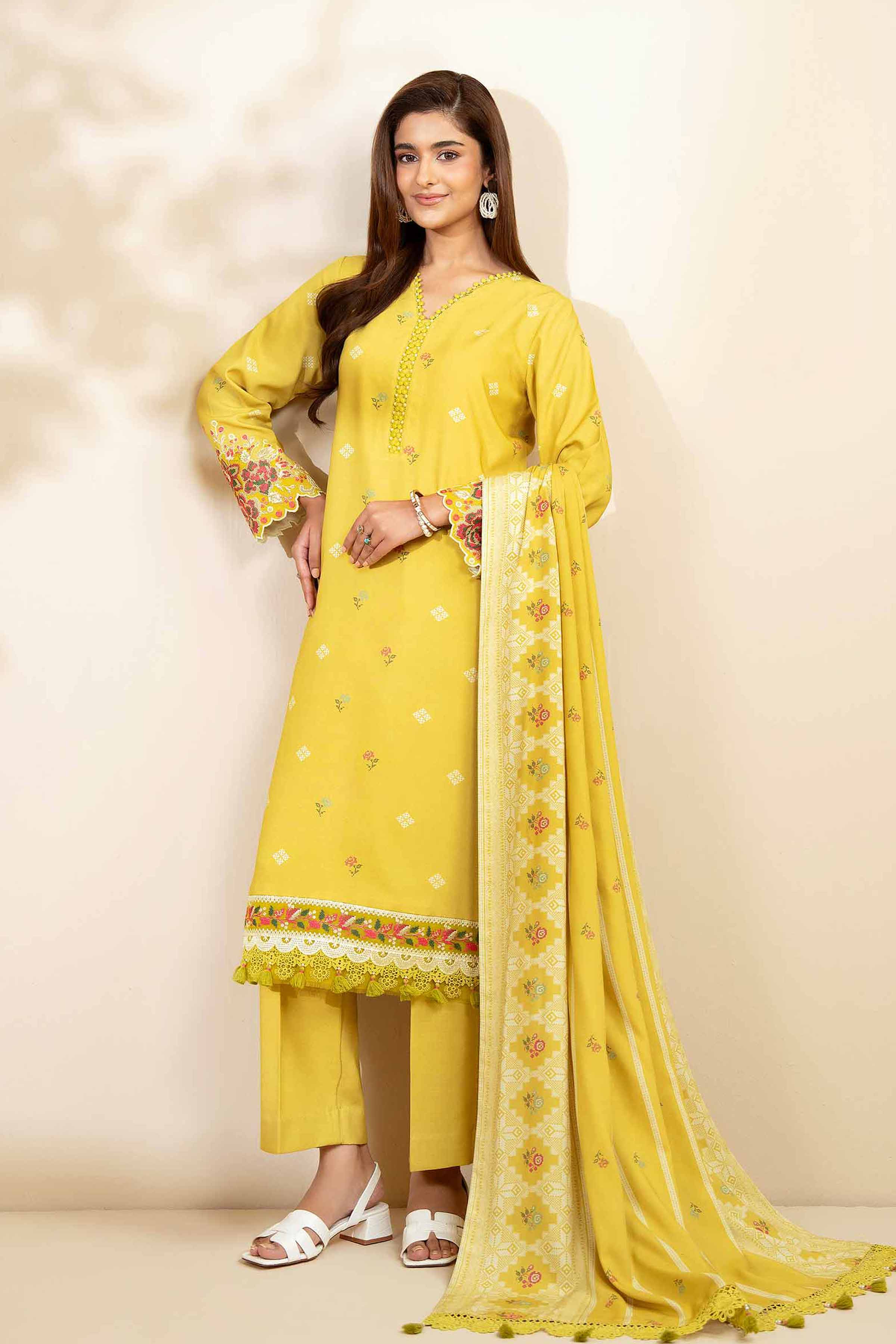 3 Piece - Printed Embroidered Suit - 42502820