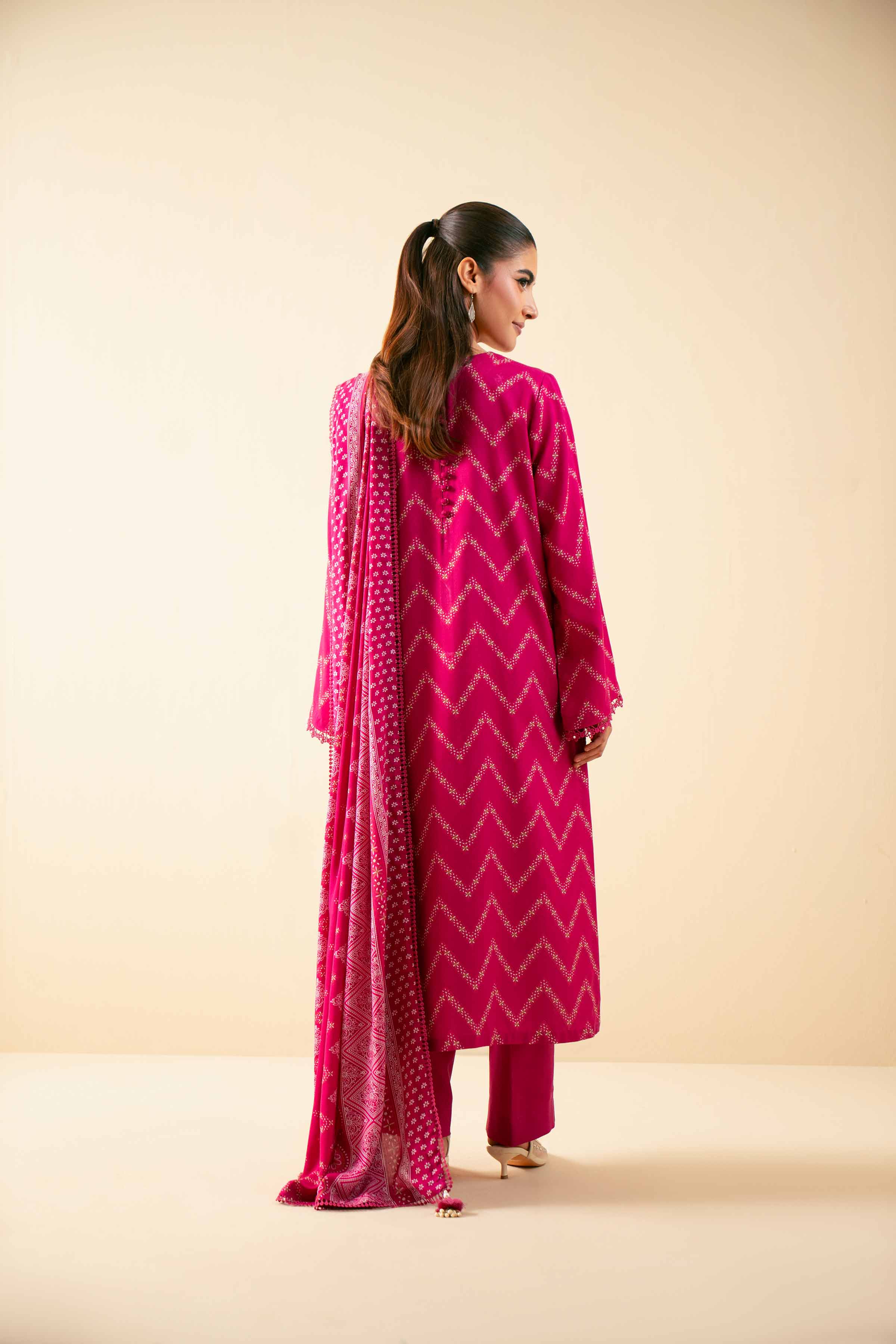3 Piece - Printed Embroidered Suit - 42502821