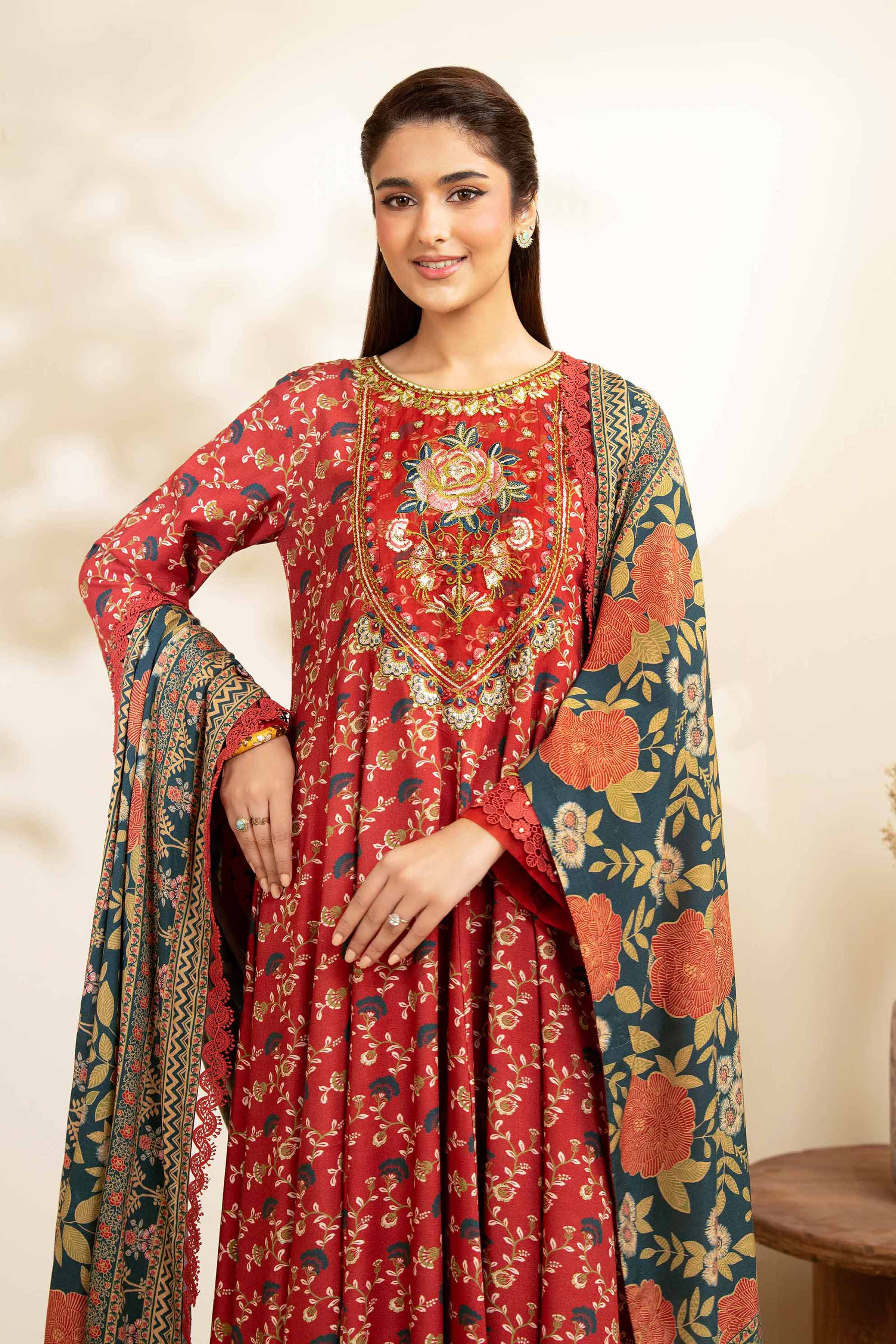 3 Piece - Printed Embroidered Suit - 42502823