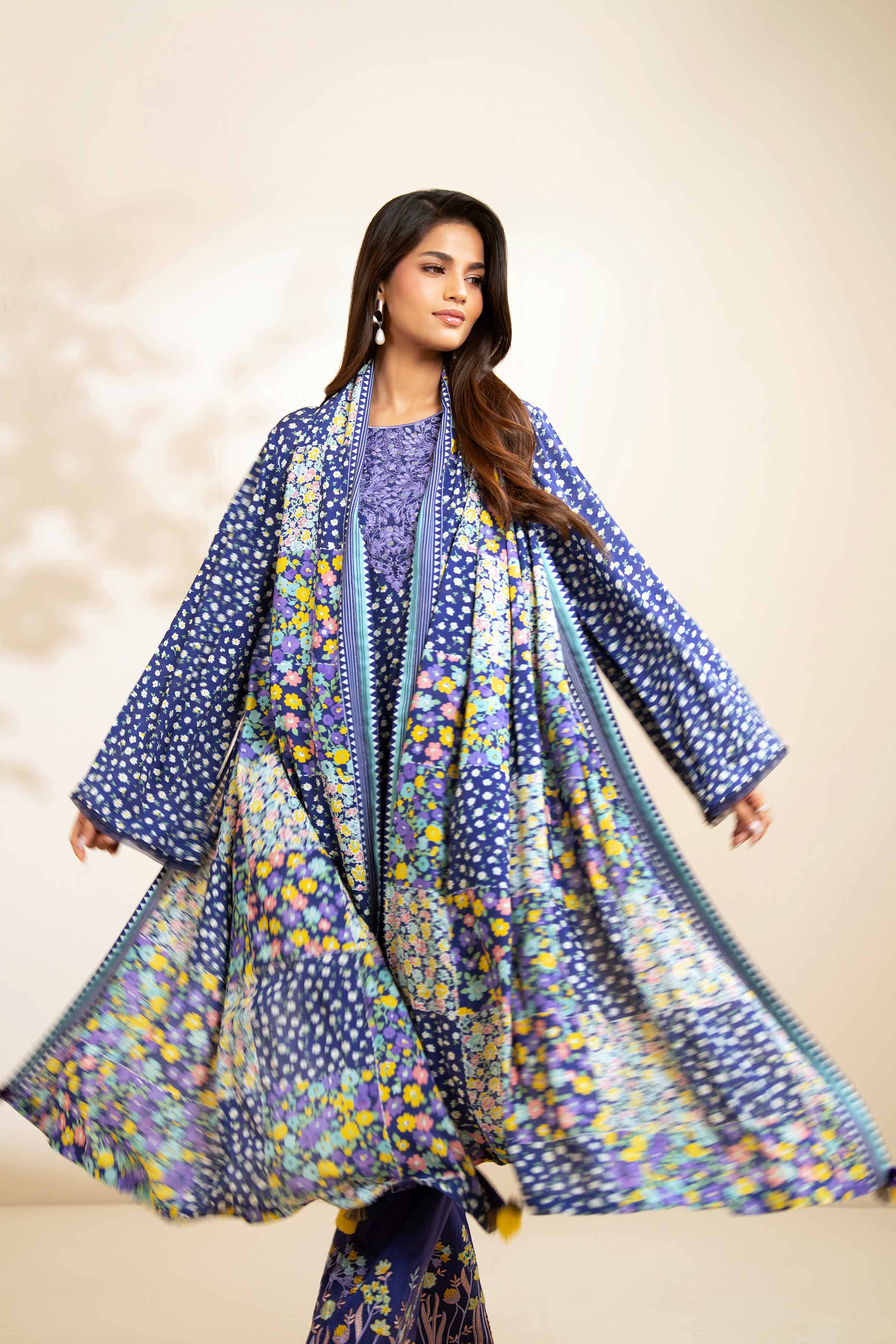 3 Piece - Printed Embroidered Suit - 42502825
