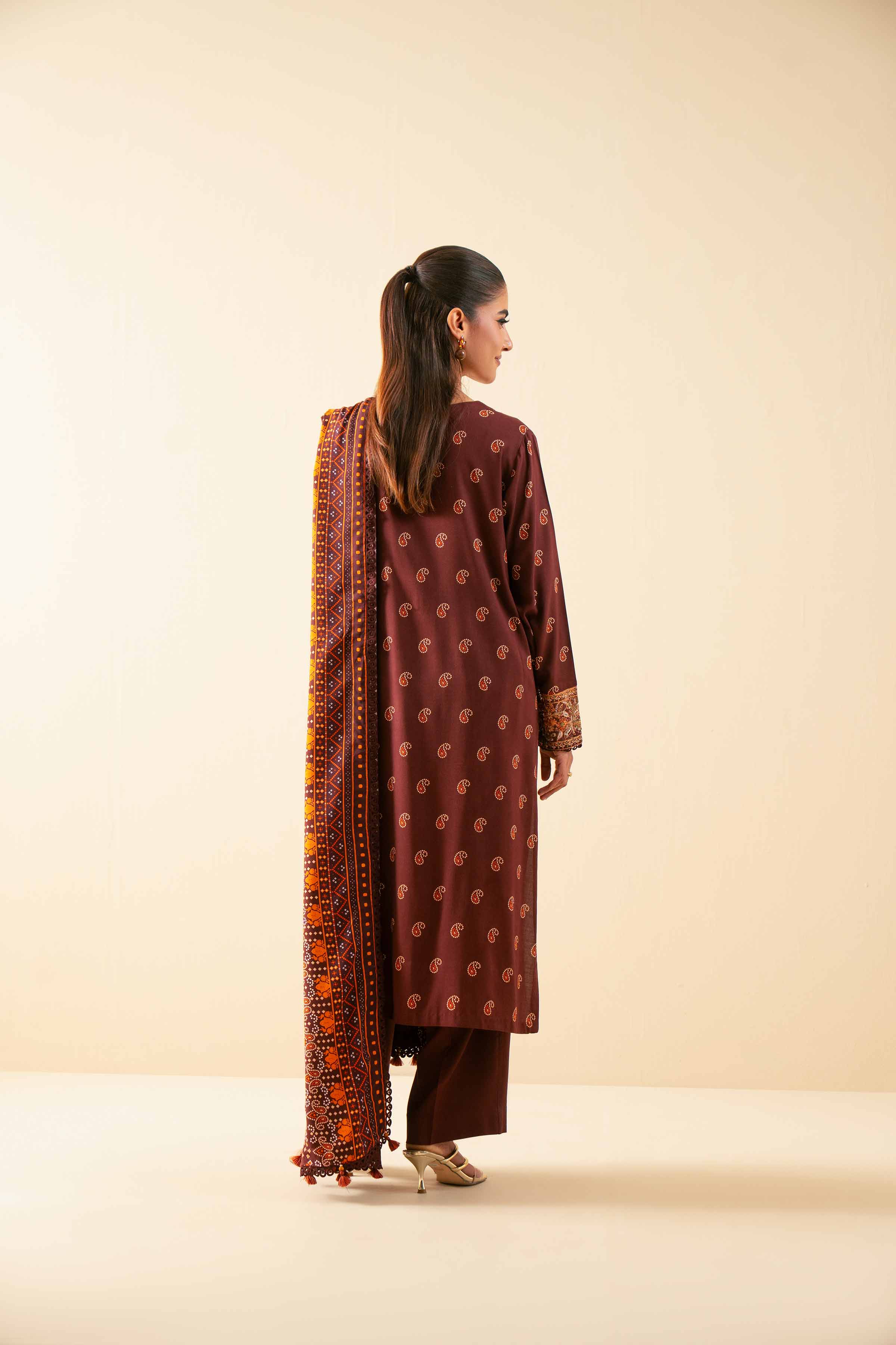 3 Piece - Printed Embroidered Suit - 42502826