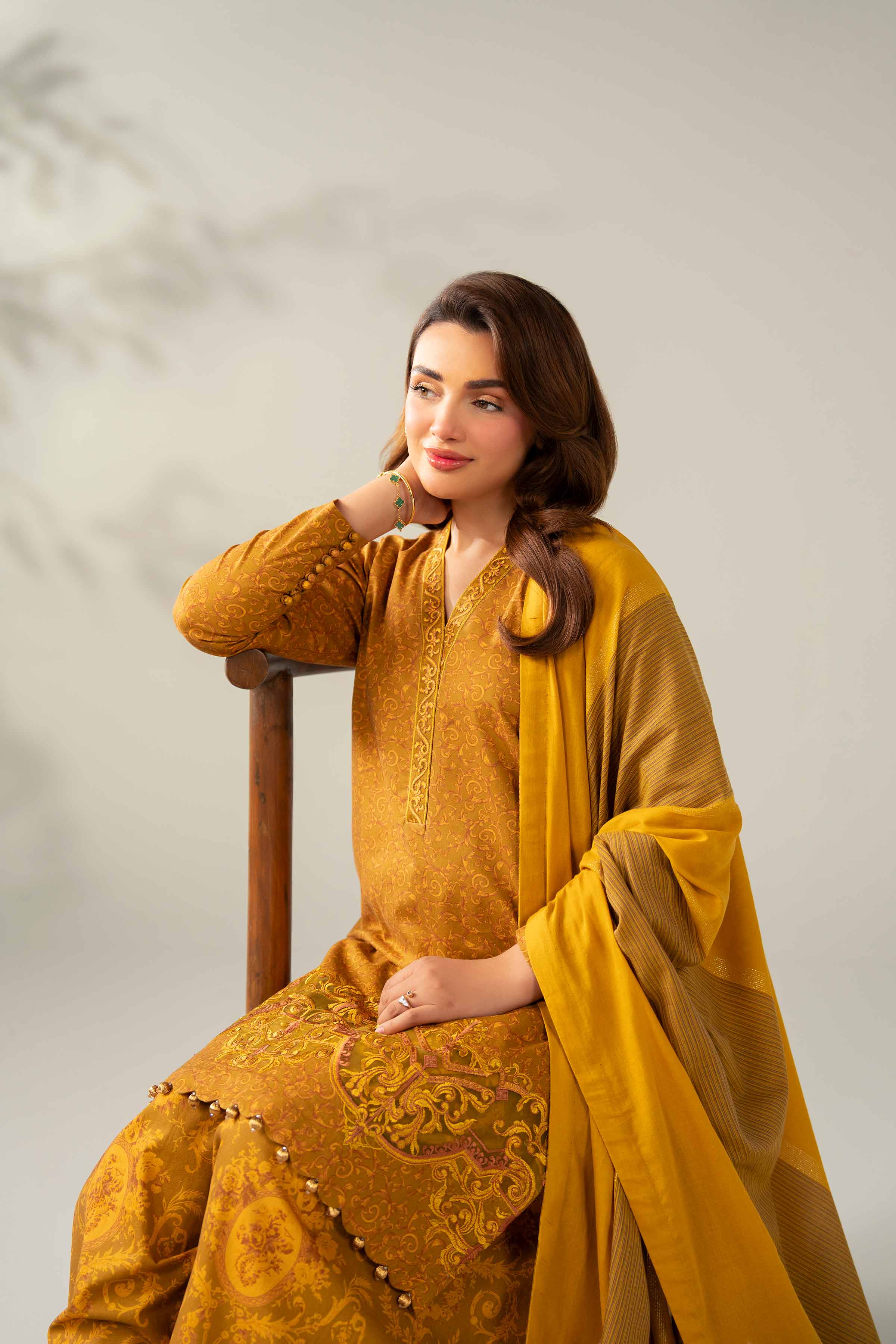 3 Piece - Printed Embroidered Suit - 42502839