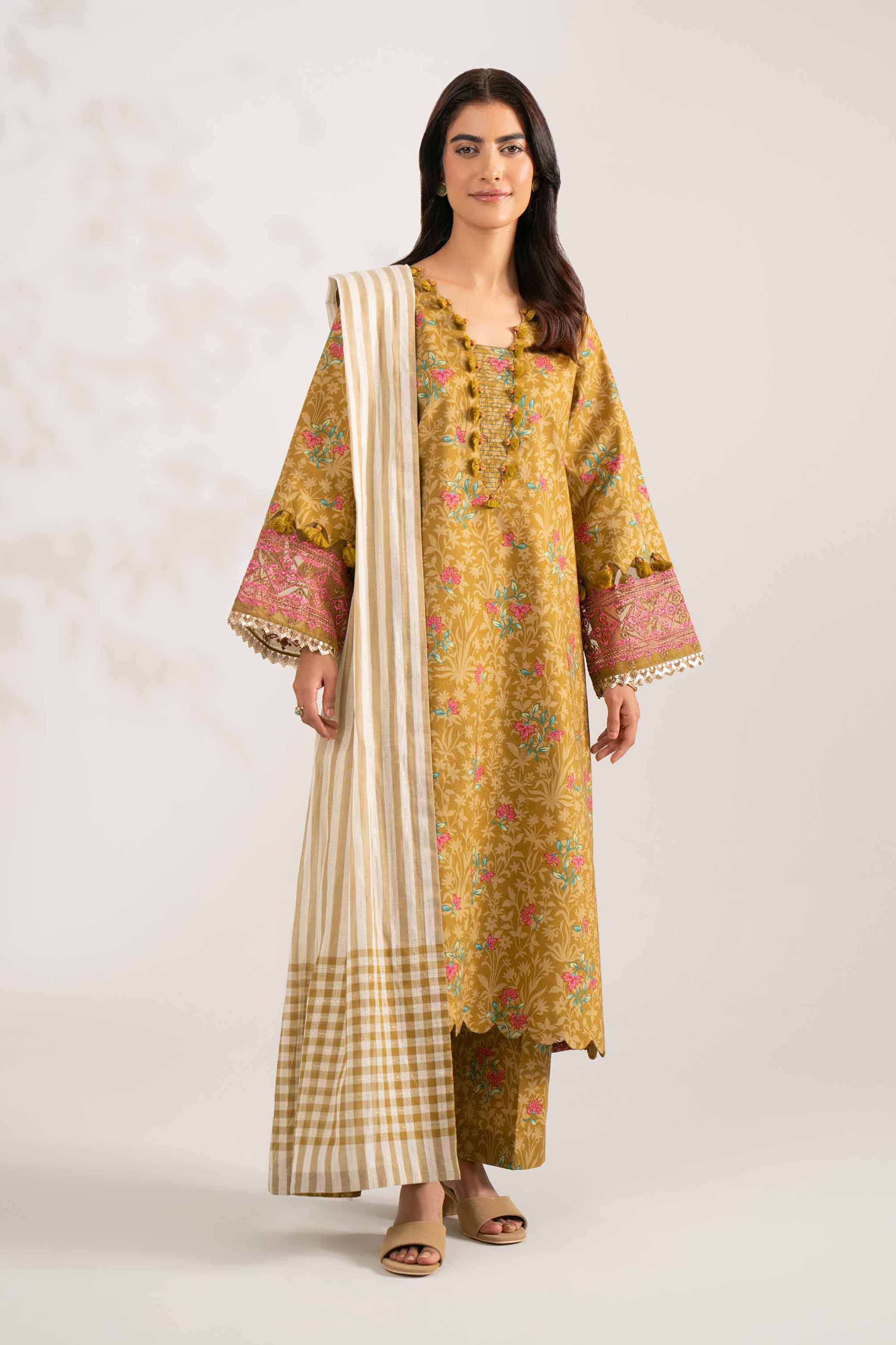 3 Piece - Printed Embroidered Suit - 42502840