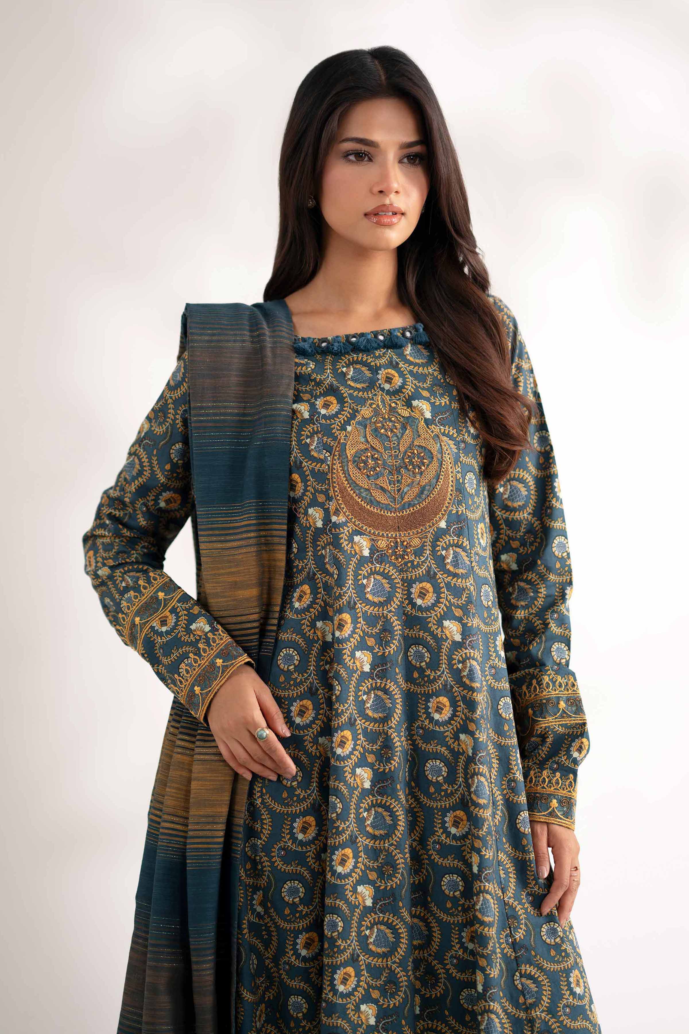 3 Piece - Printed Embroidered Suit - 42502843