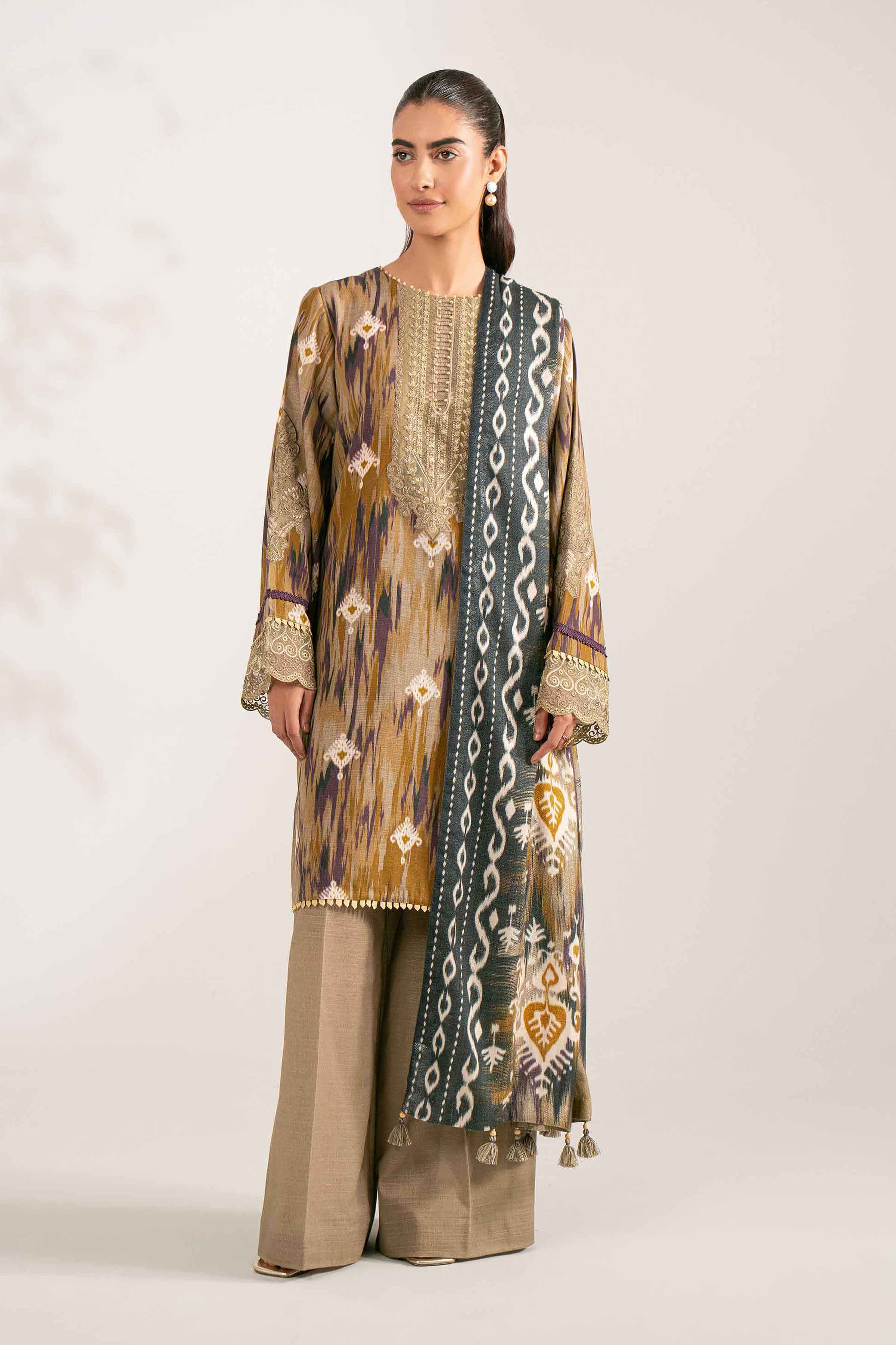3 Piece - Printed Embroidered Suit - 42502869