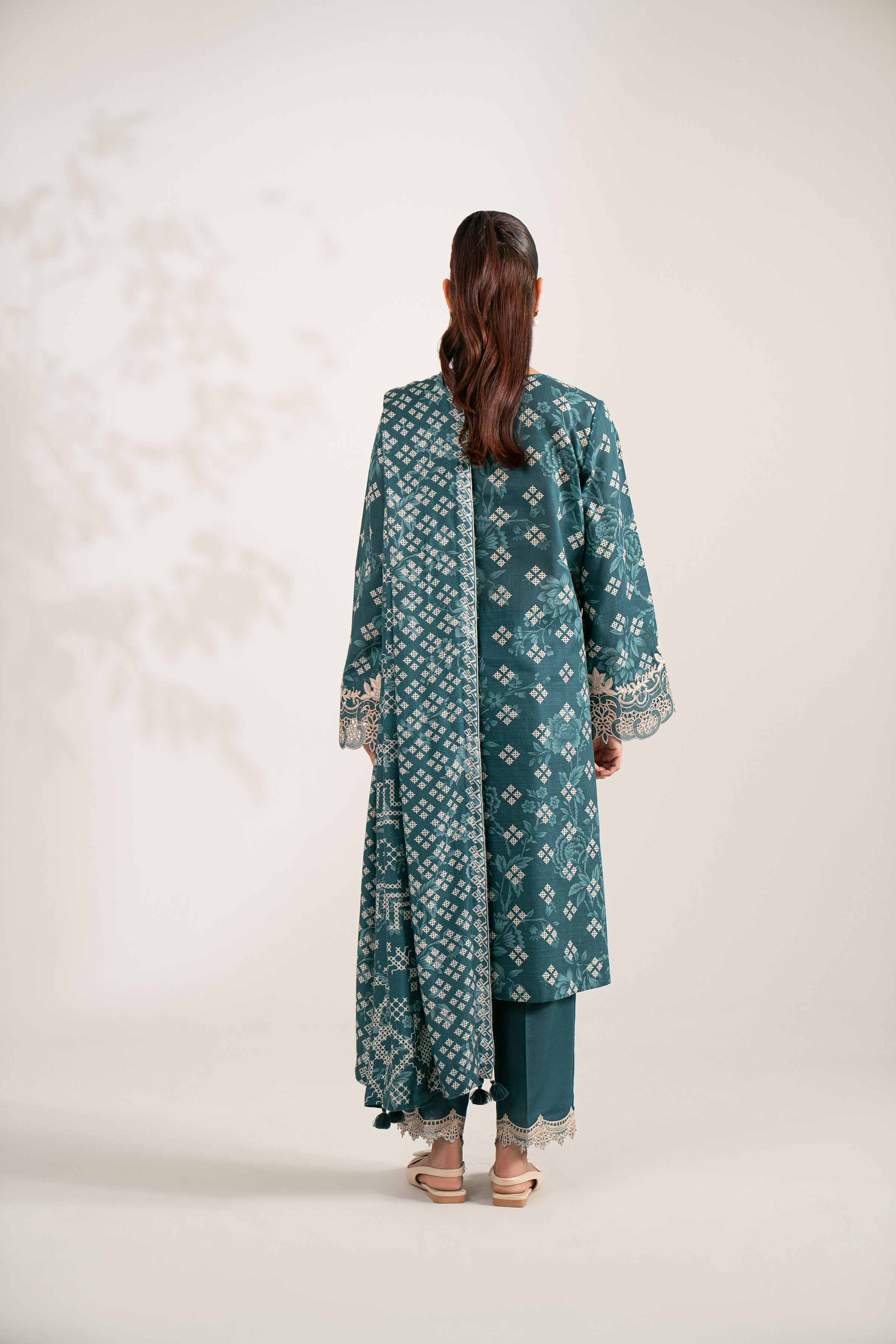3 Piece - Printed Embroidered Suit - 42502870
