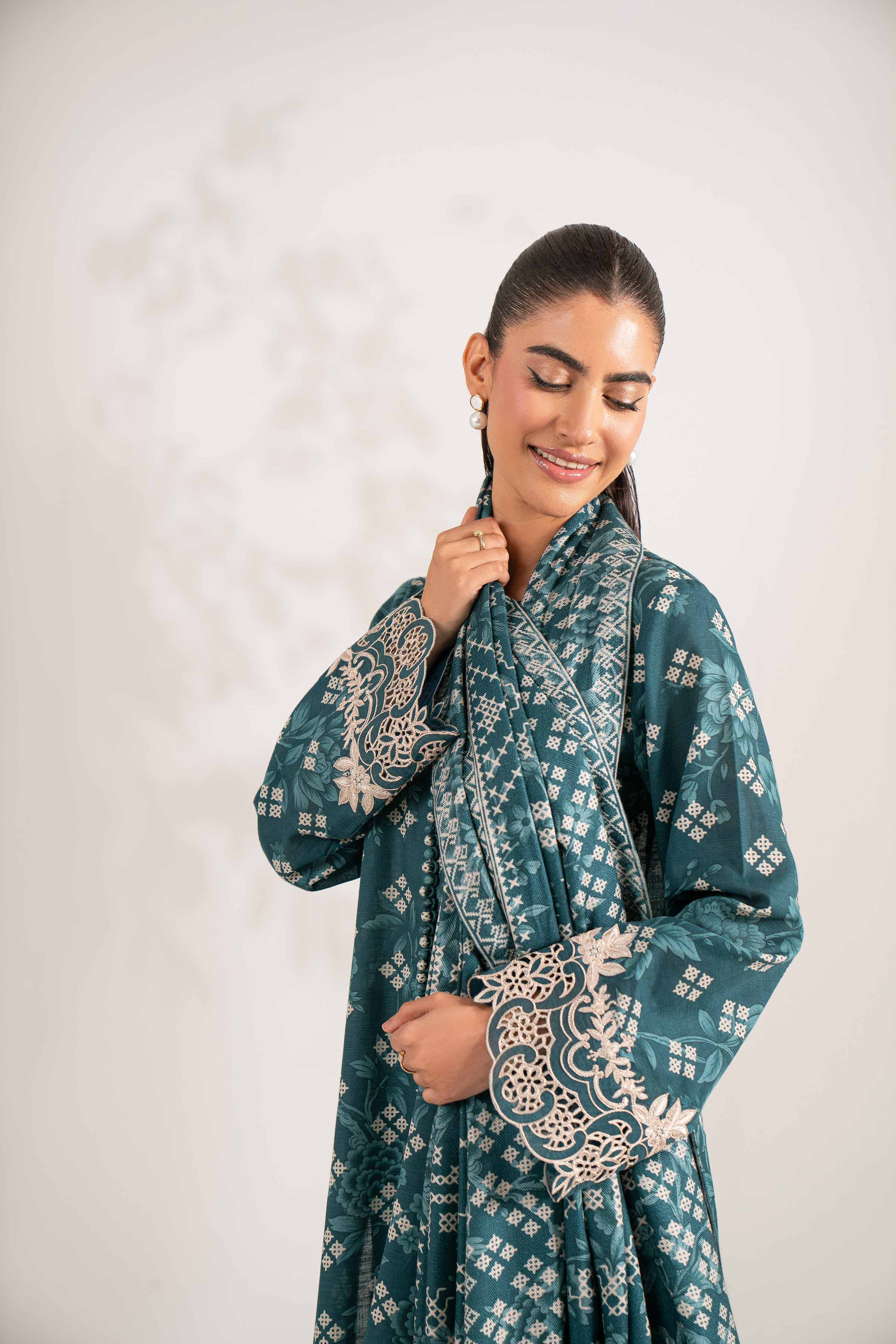 3 Piece - Printed Embroidered Suit - 42502870