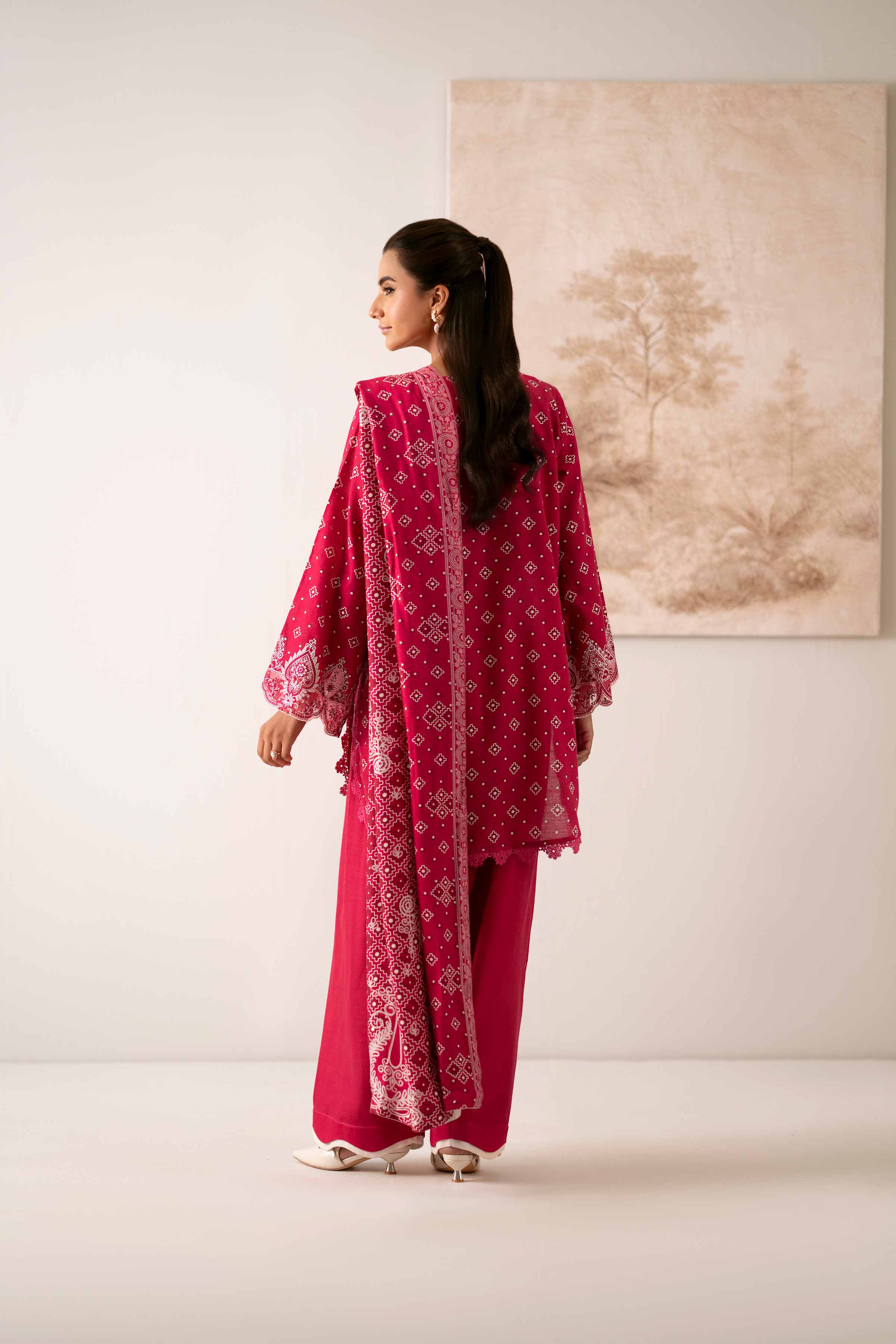 3 Piece - Printed Embroidered Suit - 42502873