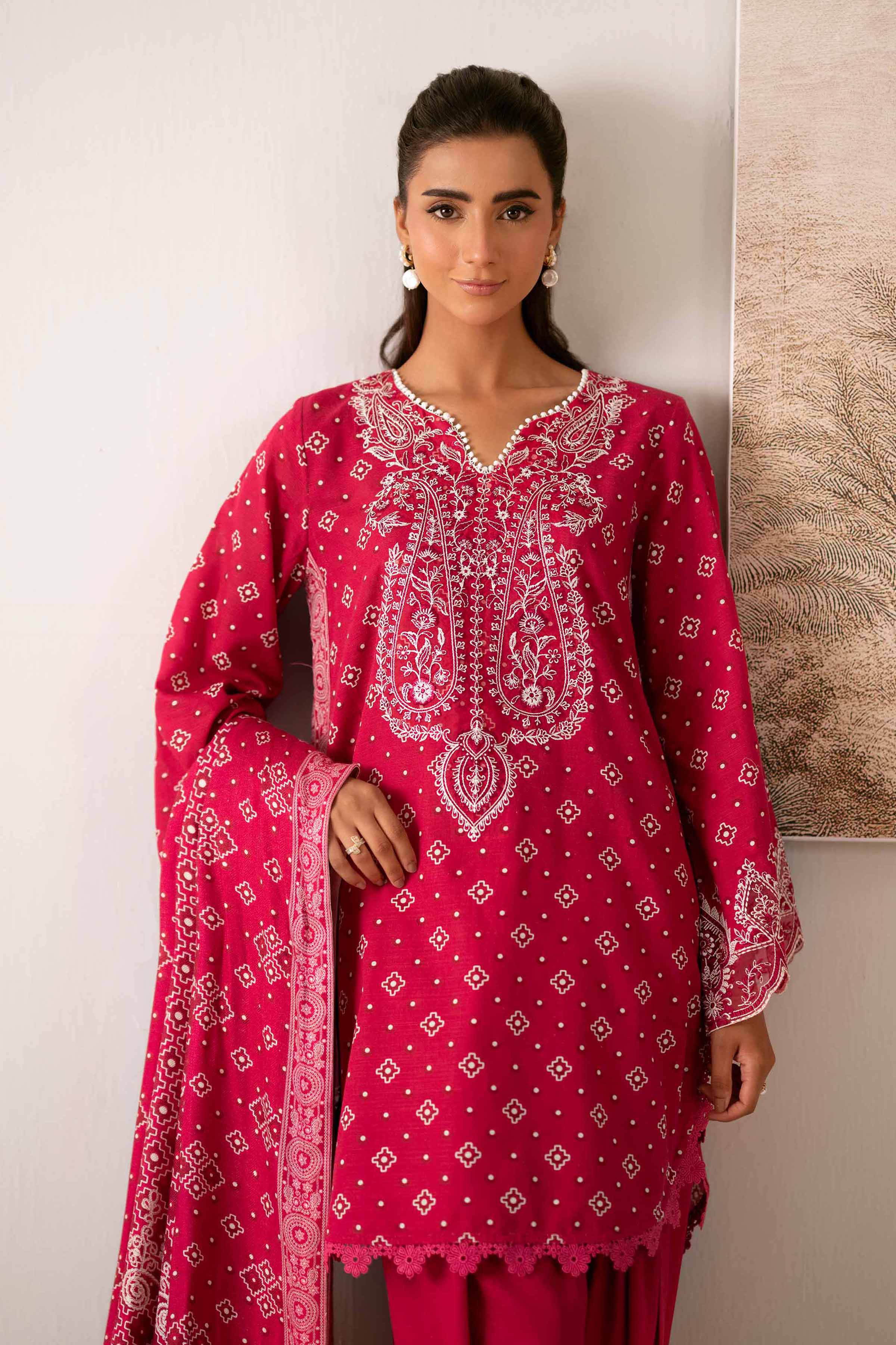 3 Piece - Printed Embroidered Suit - 42502873