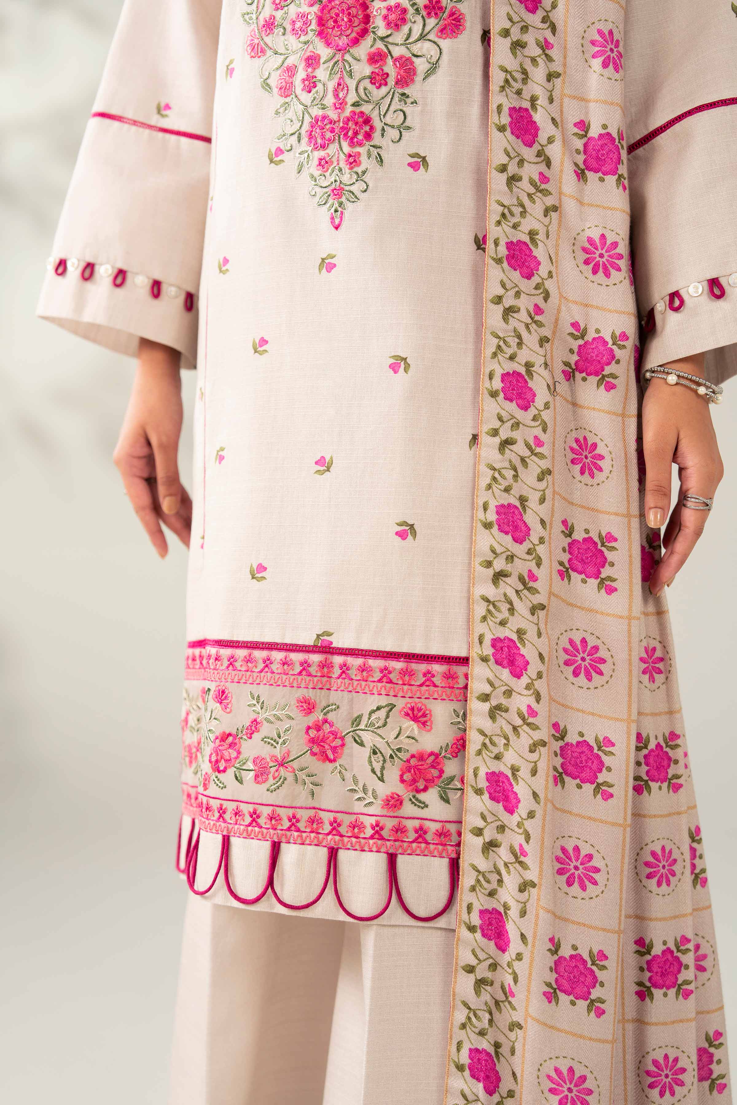 3 Piece - Printed Embroidered Suit - 42502875