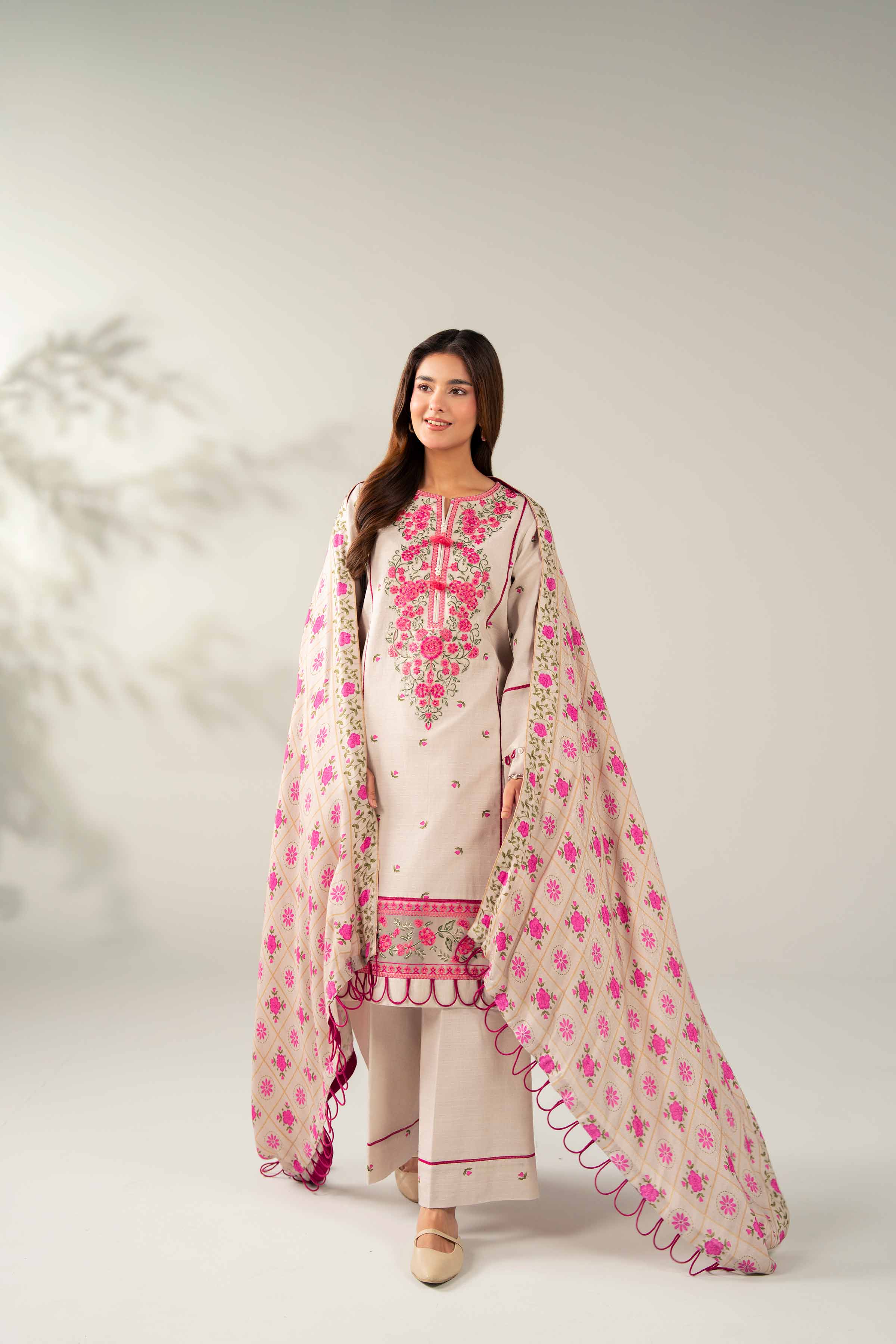 3 Piece - Printed Embroidered Suit - 42502875