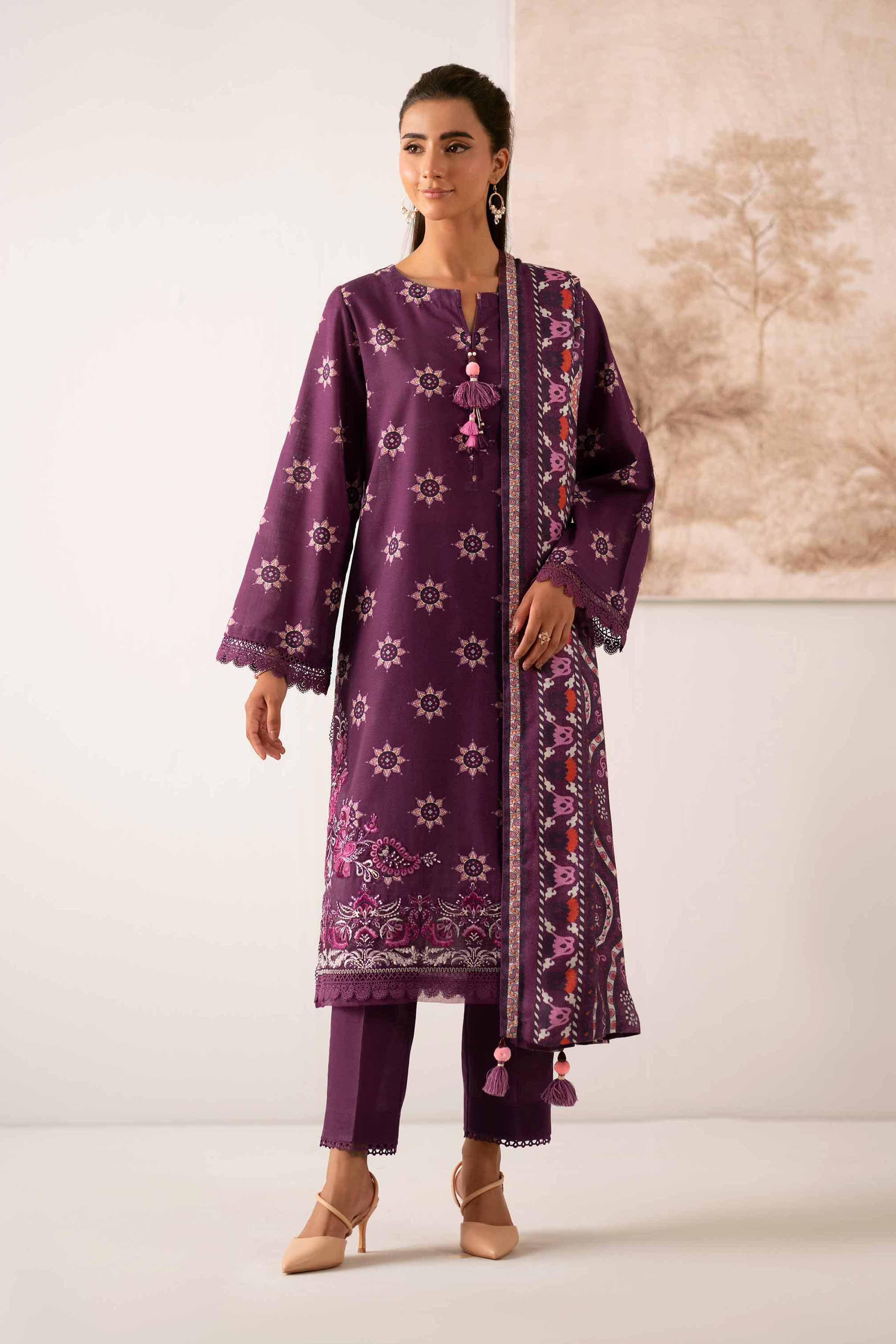 3 Piece - Printed Embroidered Suit - 42502877
