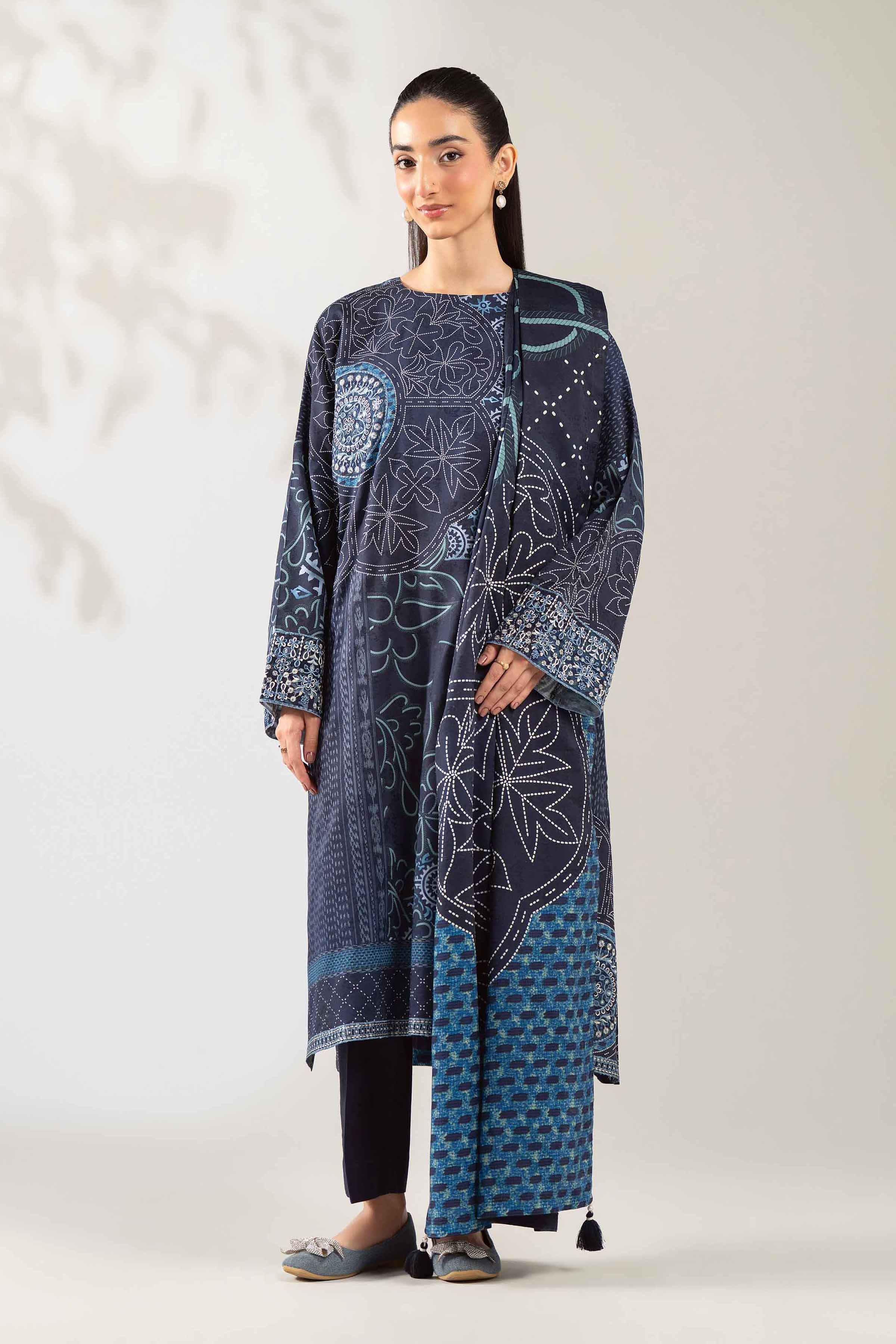 3 Piece - Digital Printed Embroidered Suit - 42502889