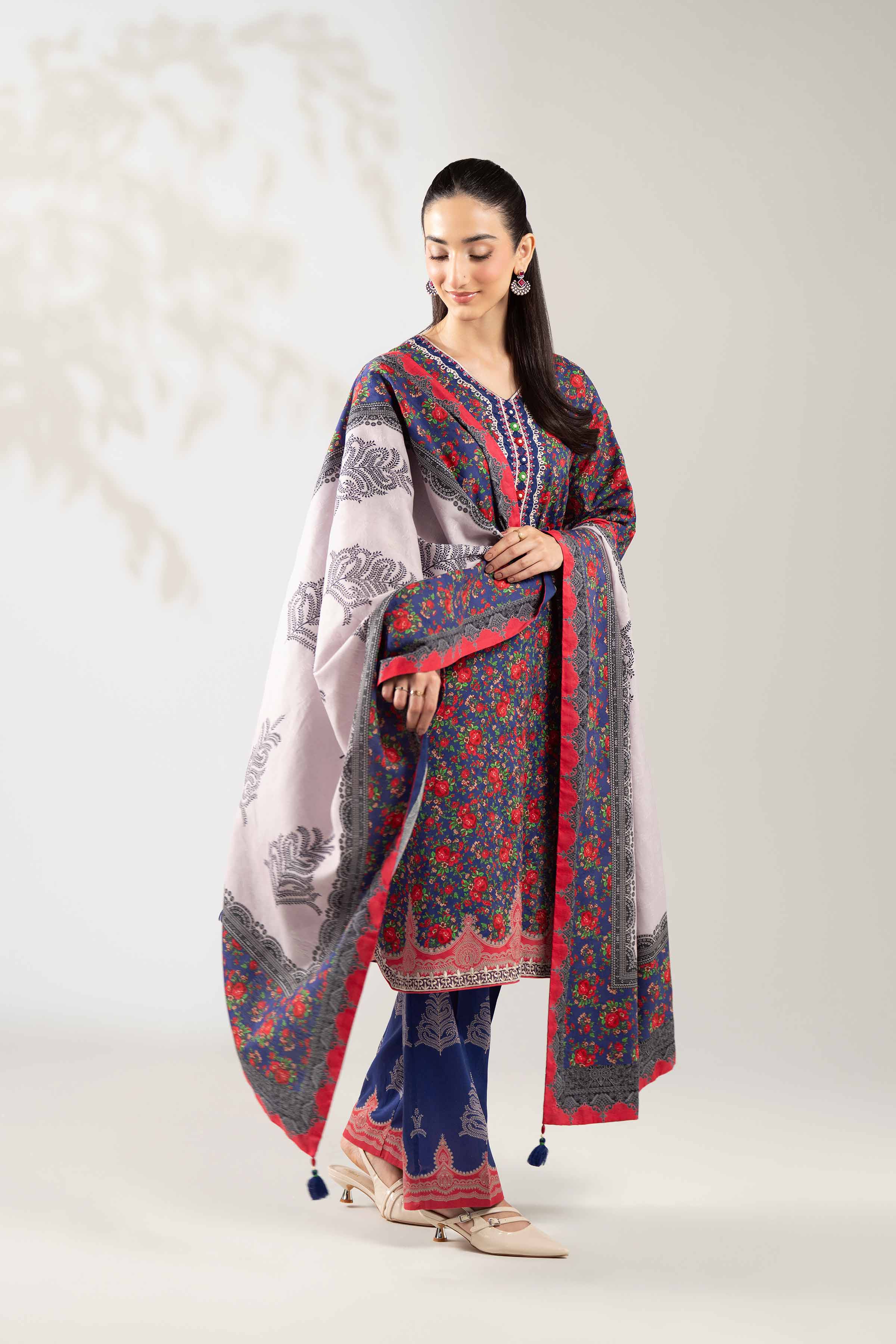 3 Piece - Digital Printed Embroidered Suit - 42502890