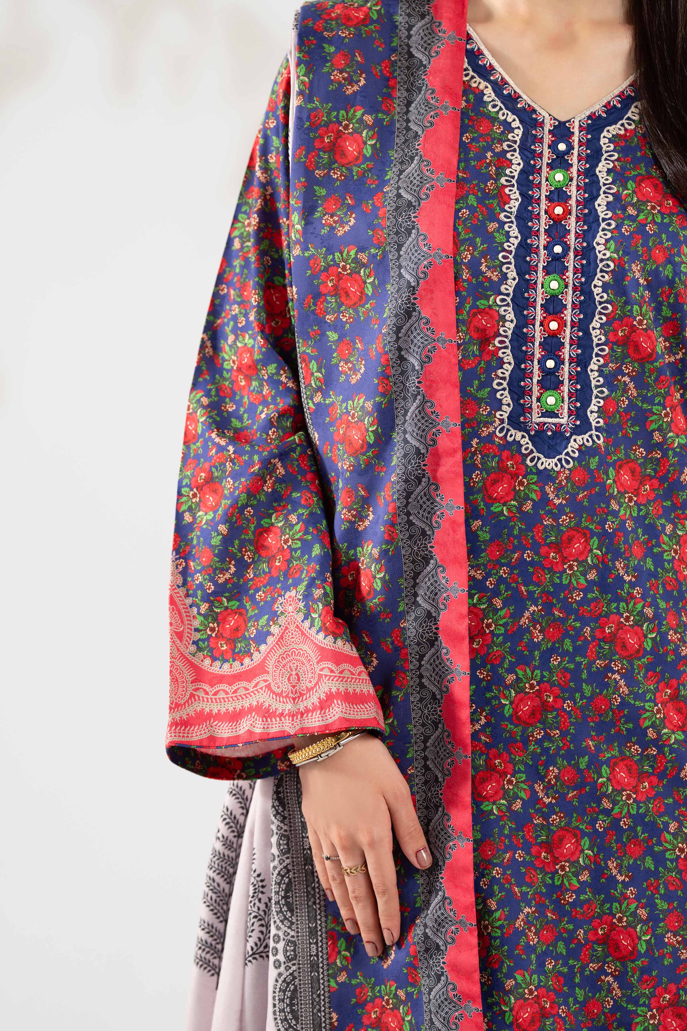 3 Piece - Digital Printed Embroidered Suit - 42502890