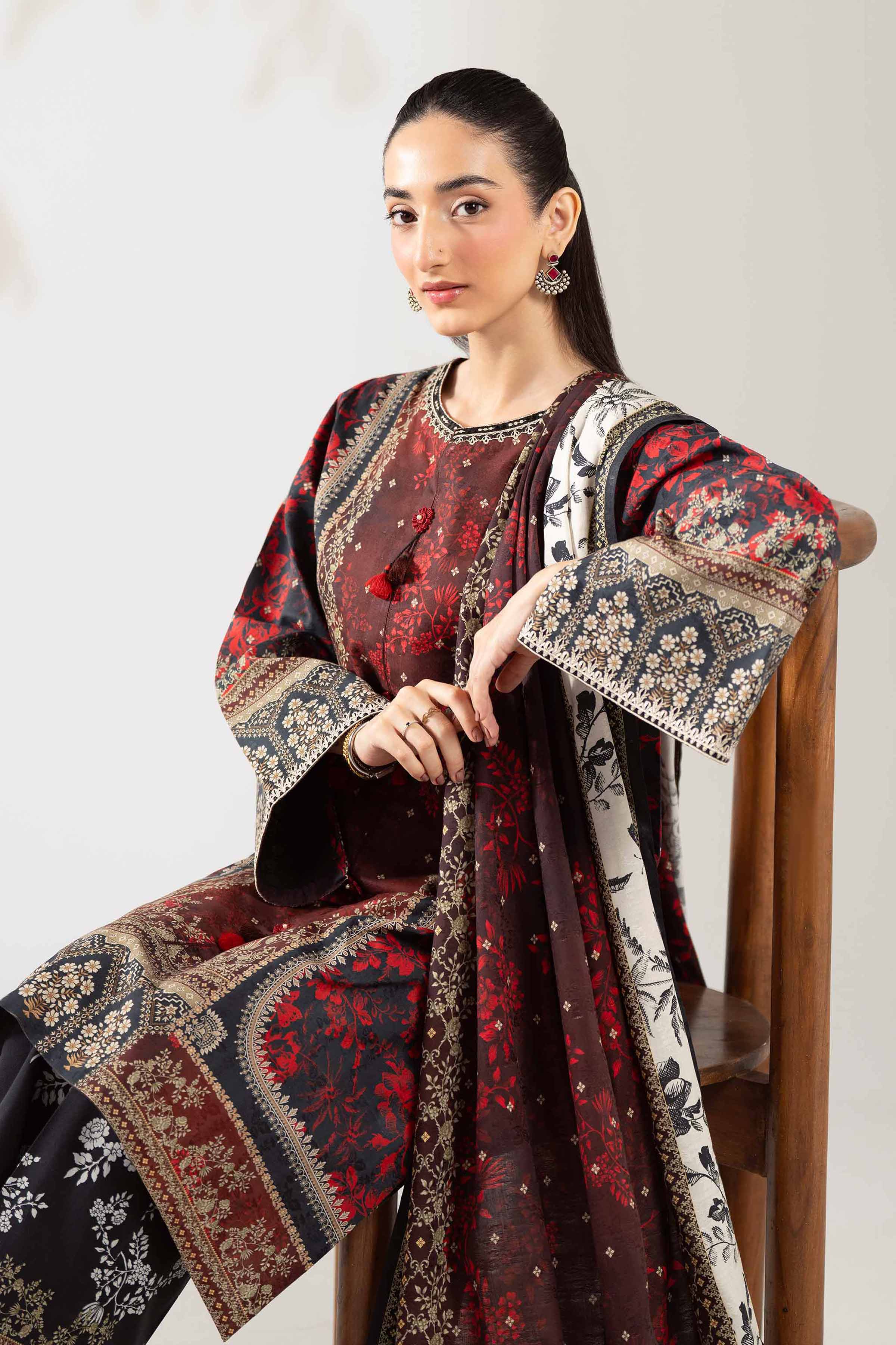 3 Piece - Digital Printed Embroidered Suit - 42502893