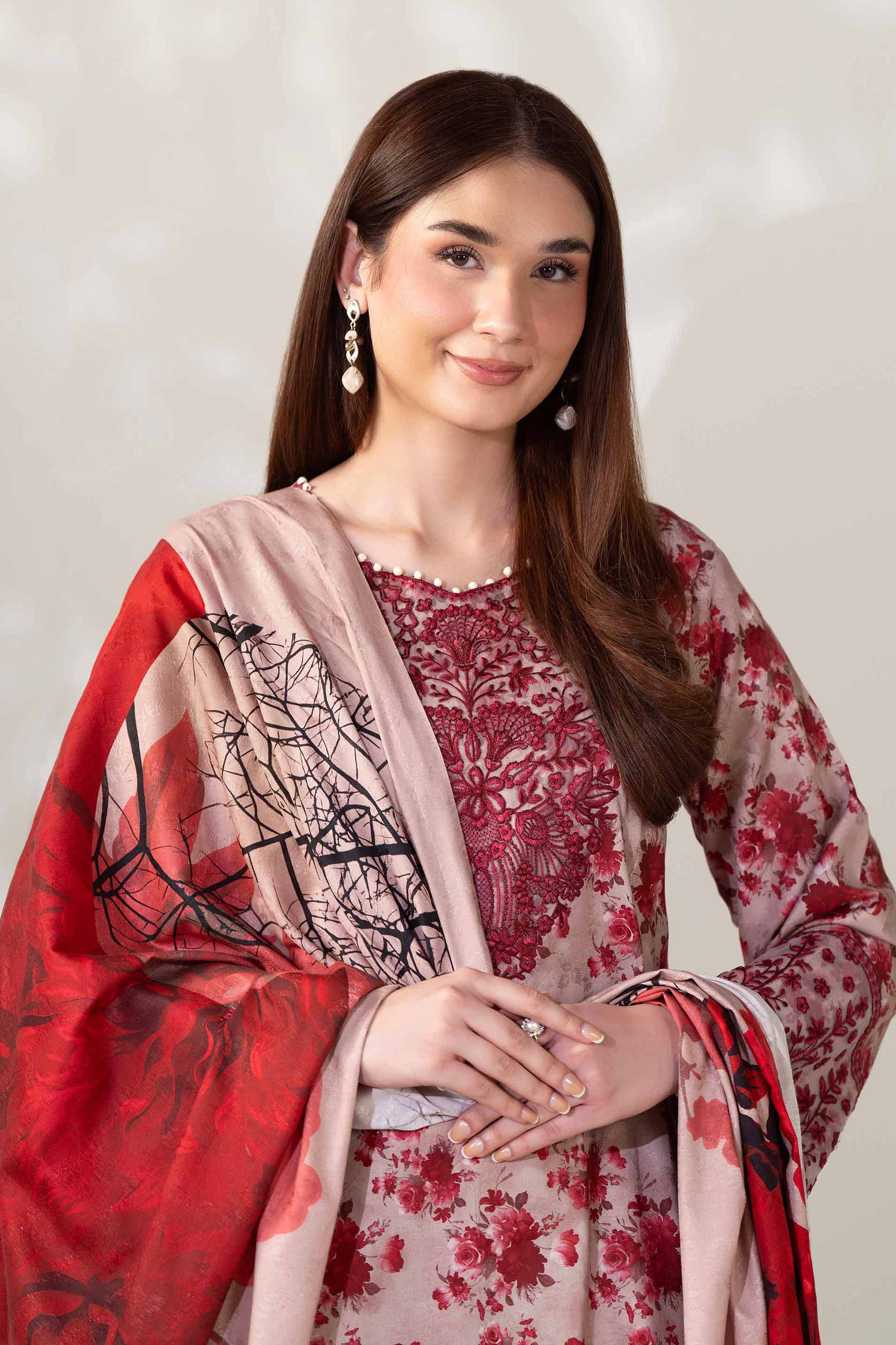 3 Piece - Digital Printed Embroidered Suit - 42502894